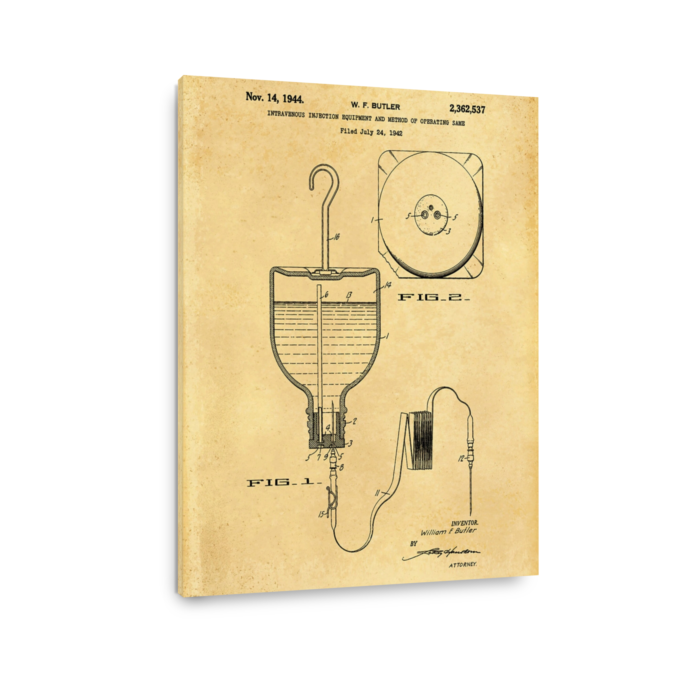 Vintage Intravenous Injection Equipment Blueprint