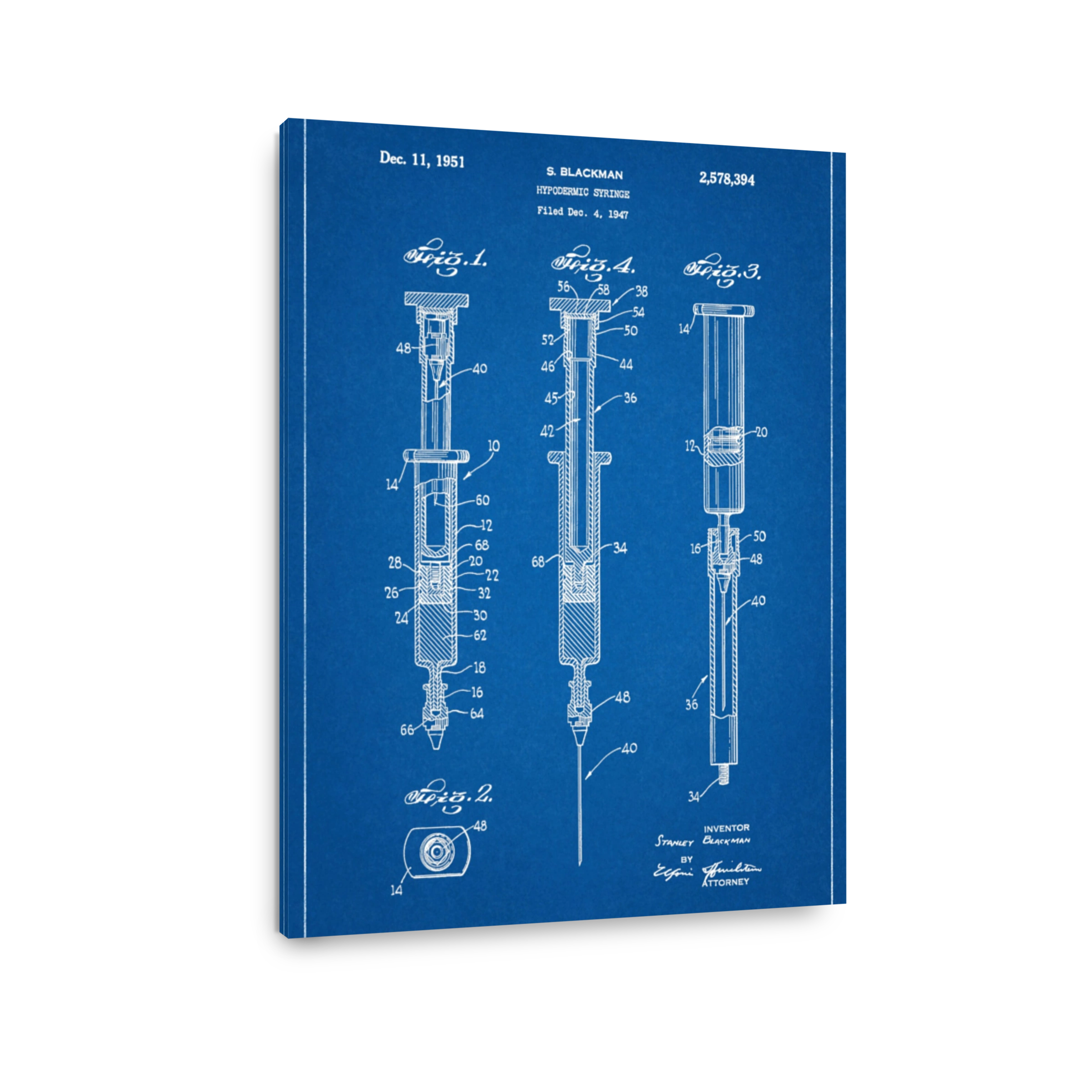 Hypodermic Syringe Patent Drawing