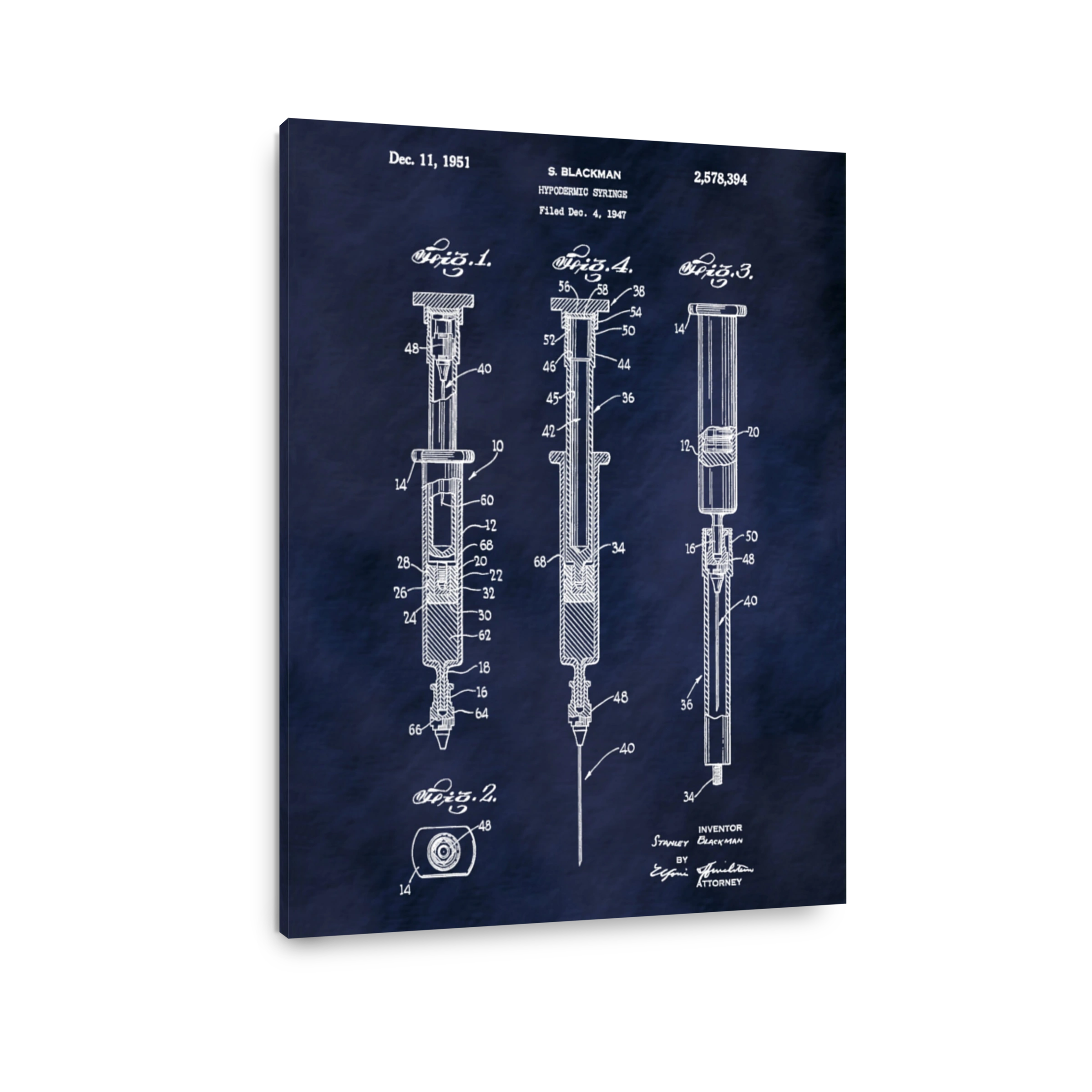 Hypodermic Syringe Patent Blueprint