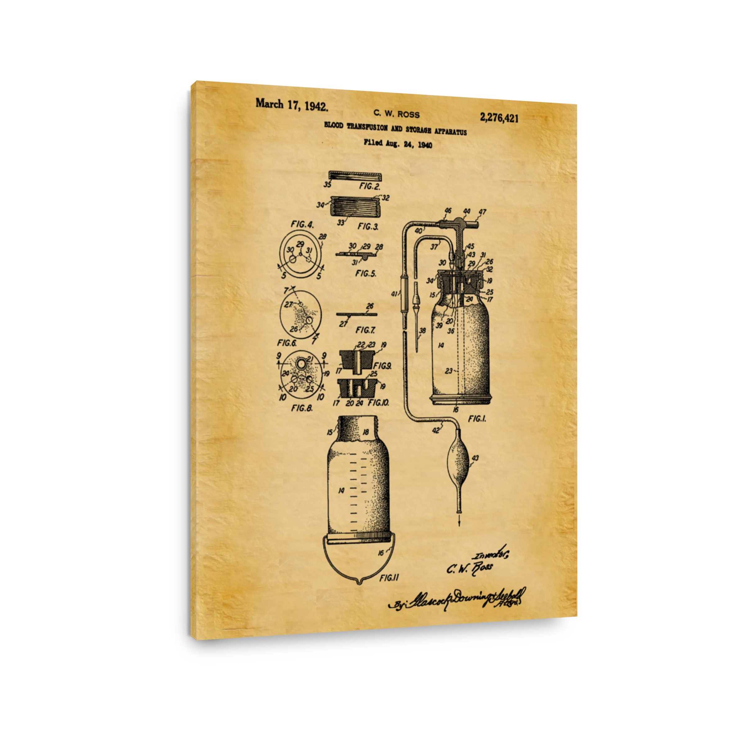 Vintage Blood Transfusion Apparatus Blueprint