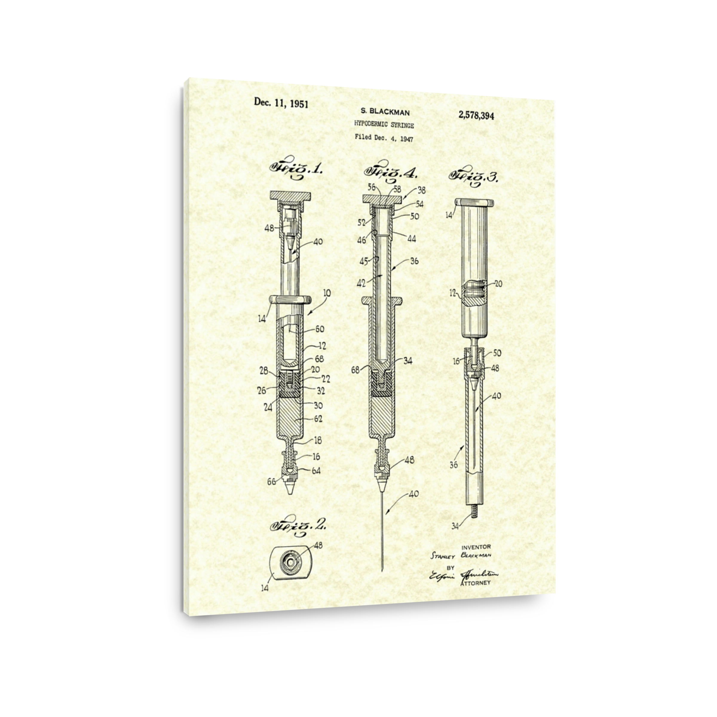Vintage Hypodermic Syringe Patent Art
