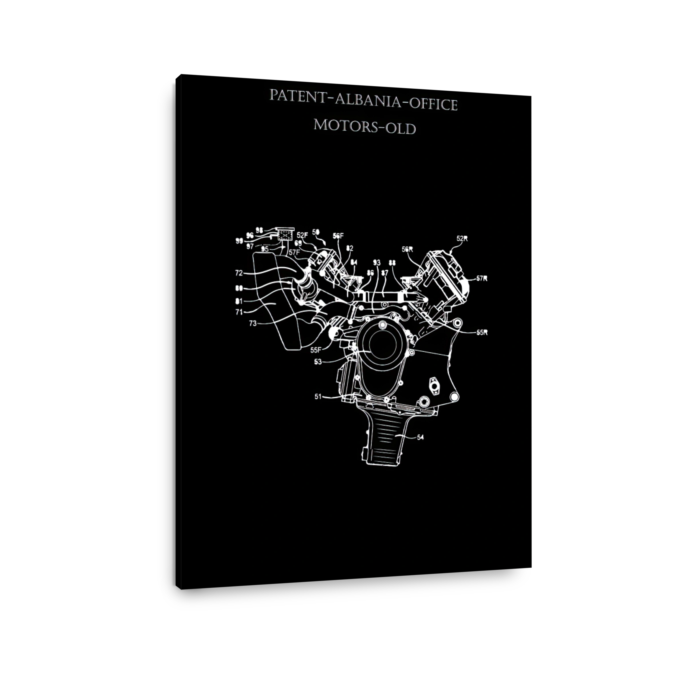 Vintage Engine Blueprint Artwork