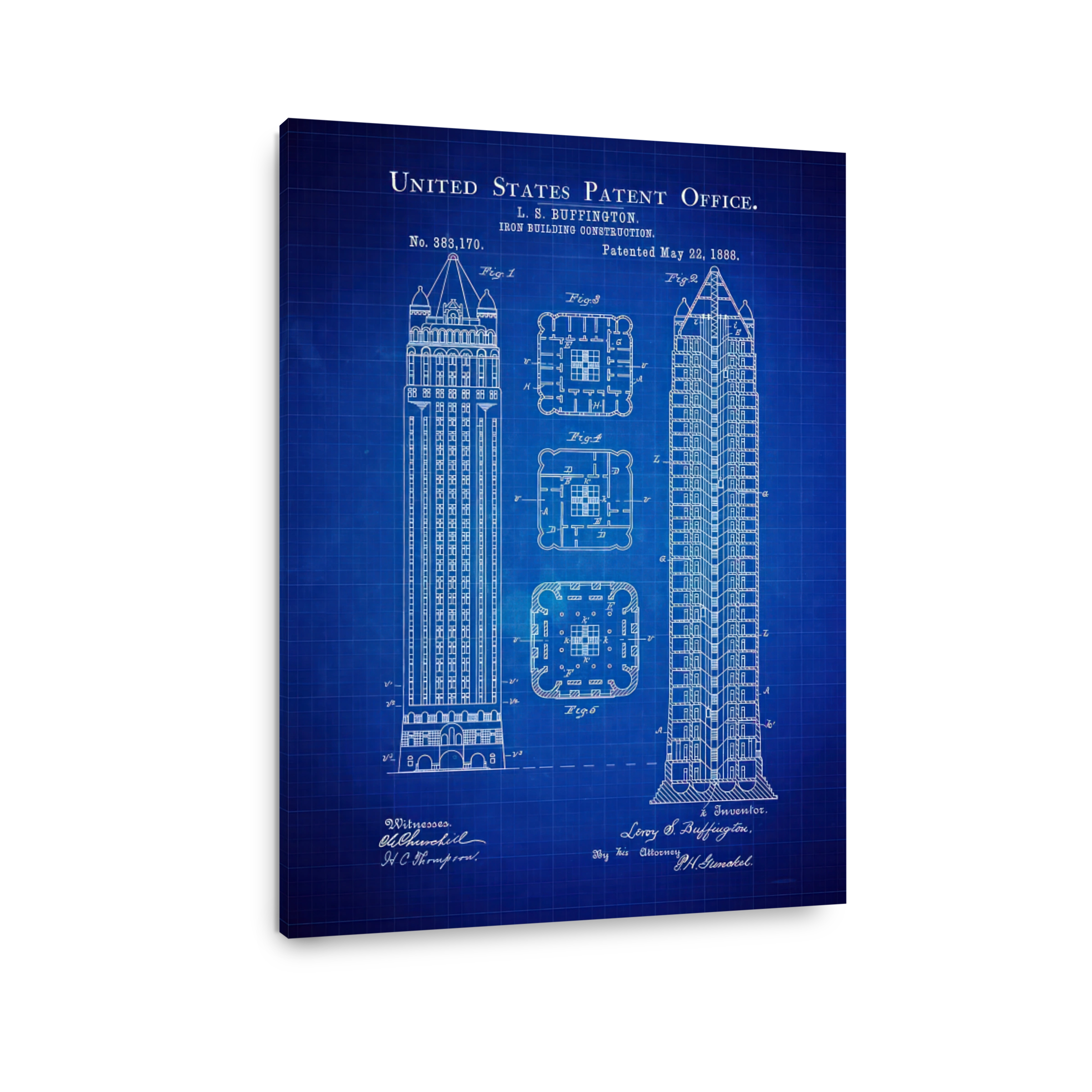 Vintage Architectural Blueprint of a Skyscraper