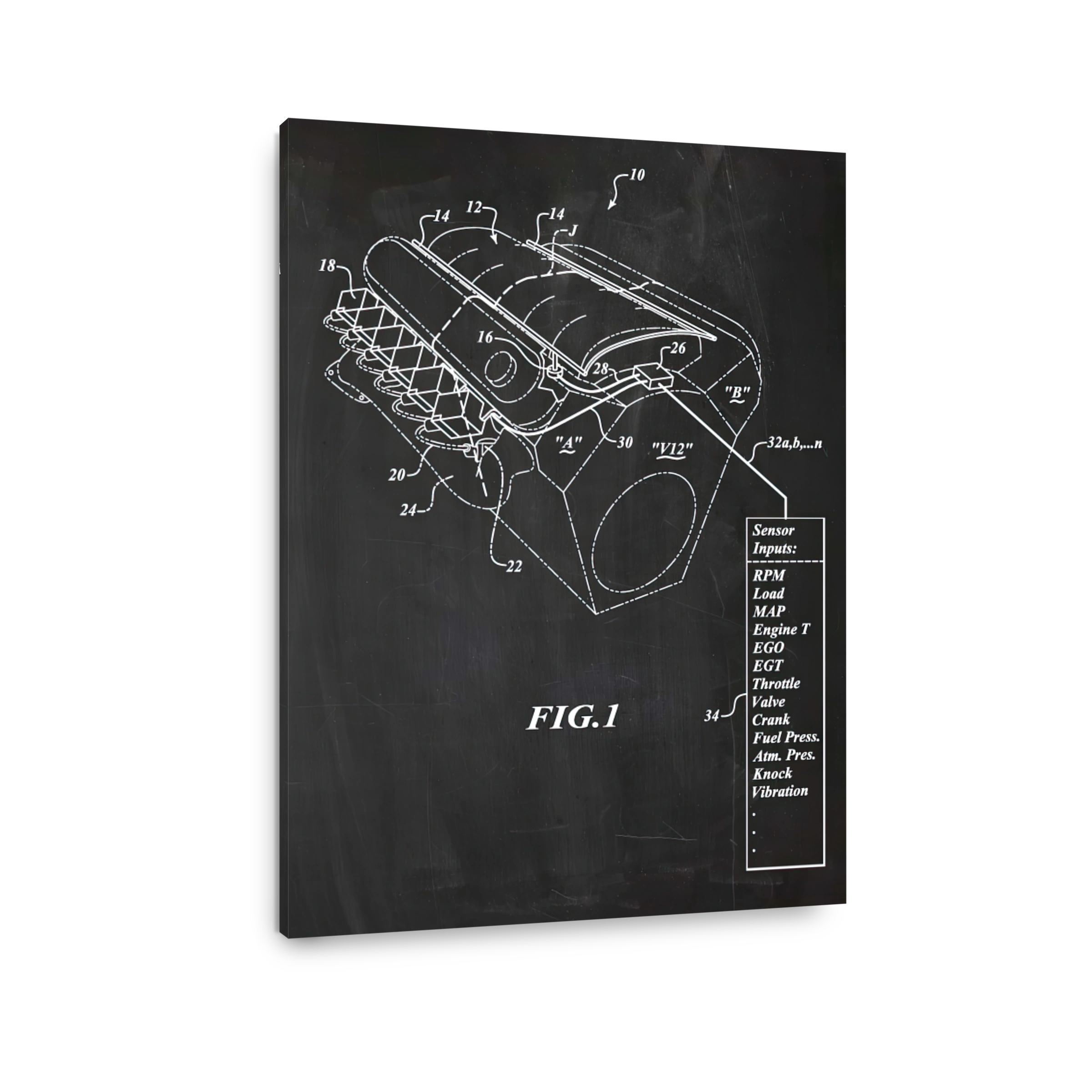 Detailed V12 Engine Blueprint
