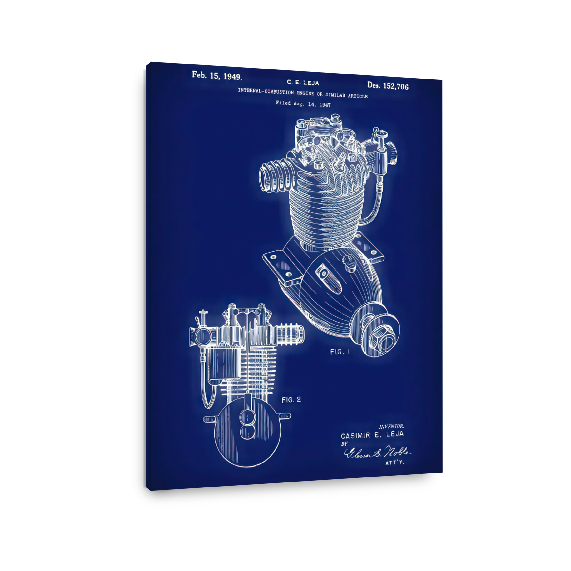 Internal Combustion Engine Blueprint Art