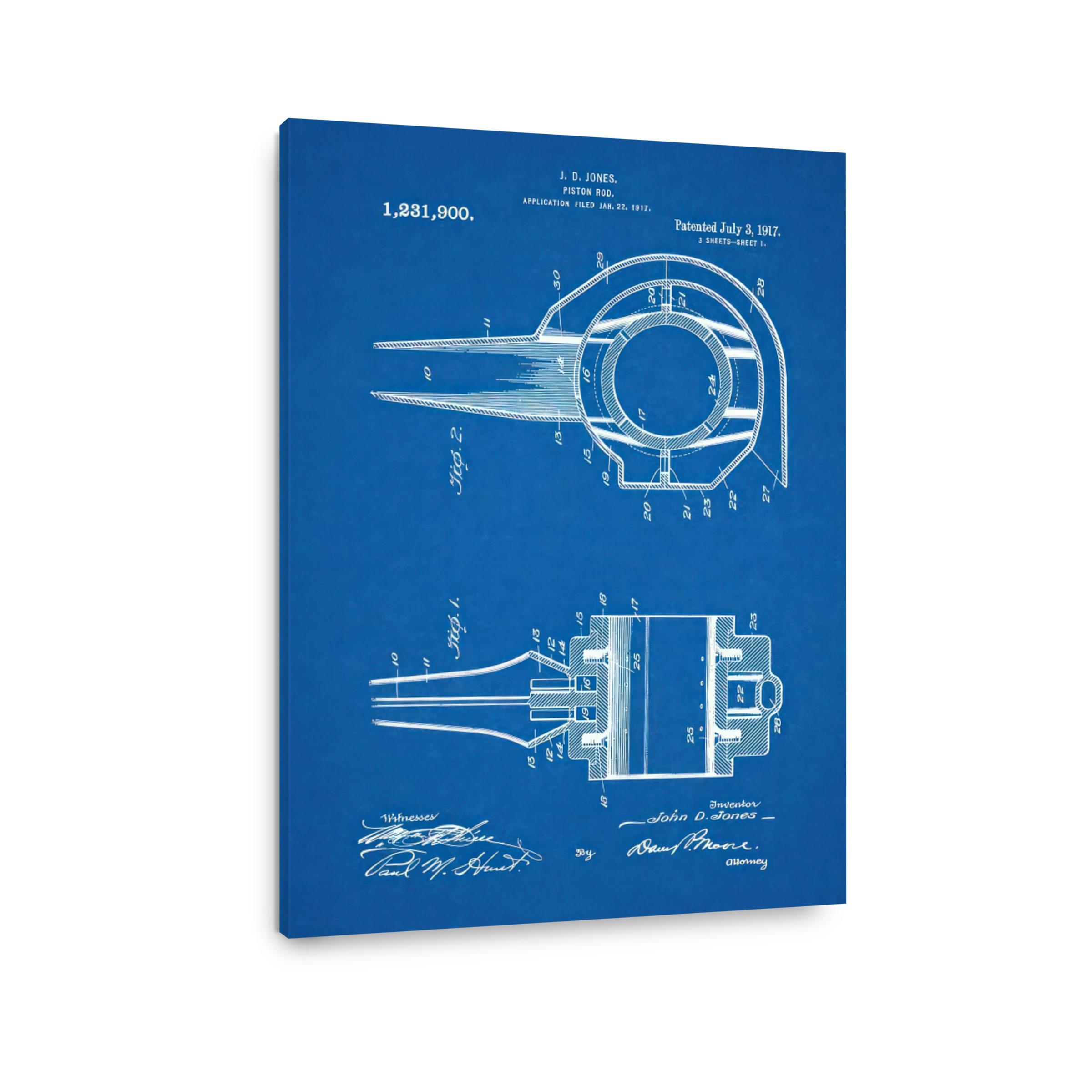Vintage Piston Rod Patent Blueprint