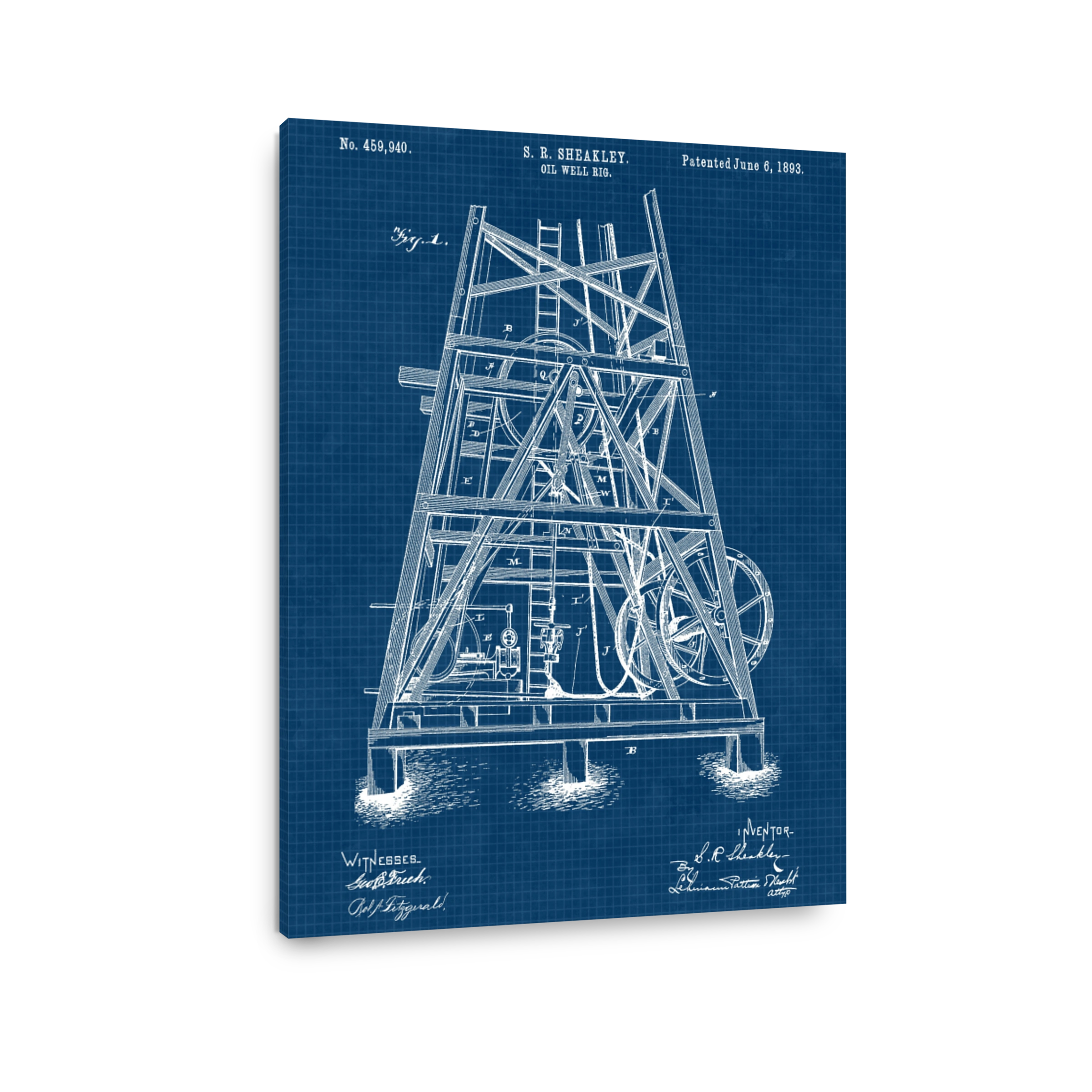 Vintage Oil Well Rig Blueprint