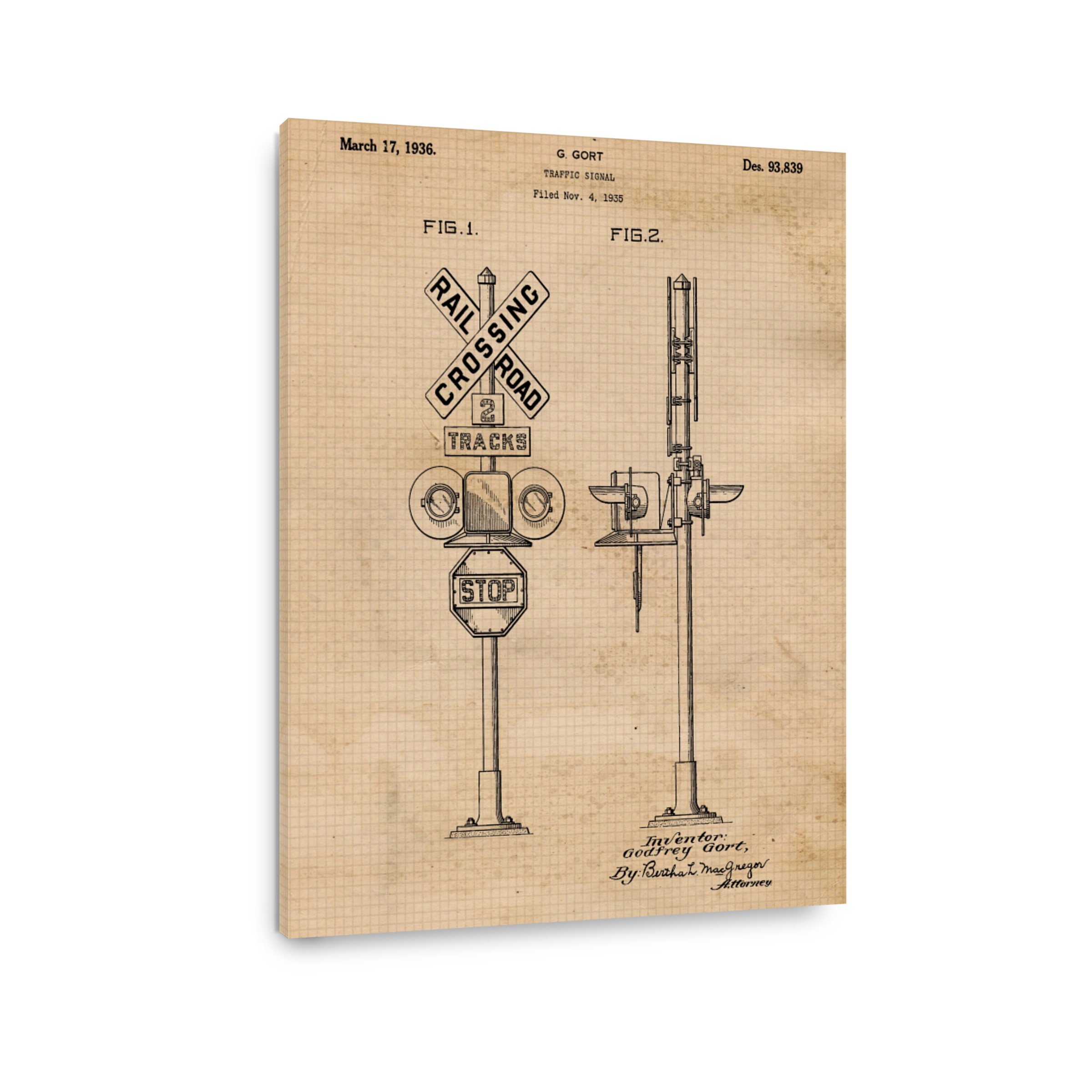 Vintage Railway Crossing Signal Blueprint