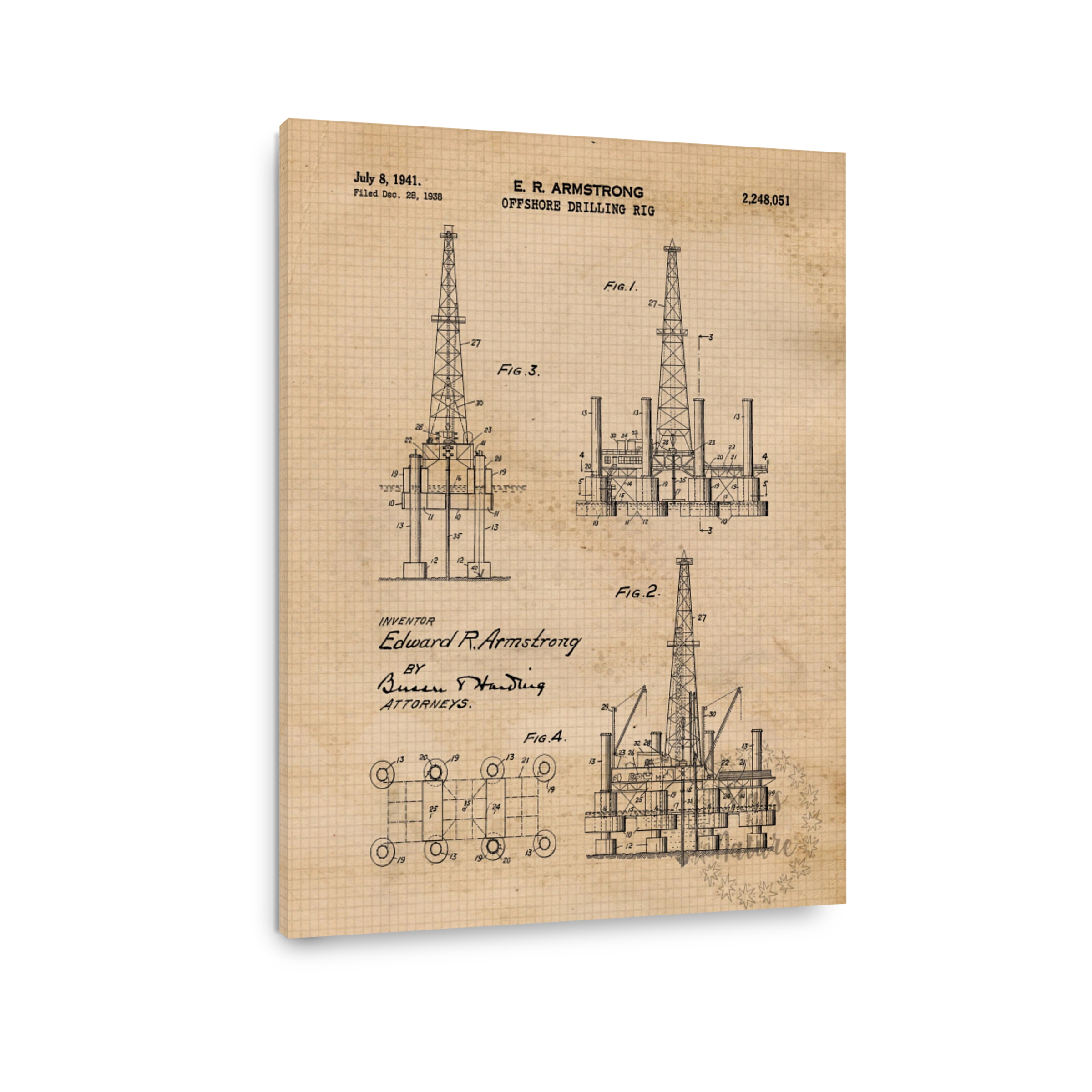 Vintage Offshore Drilling Rig Blueprint