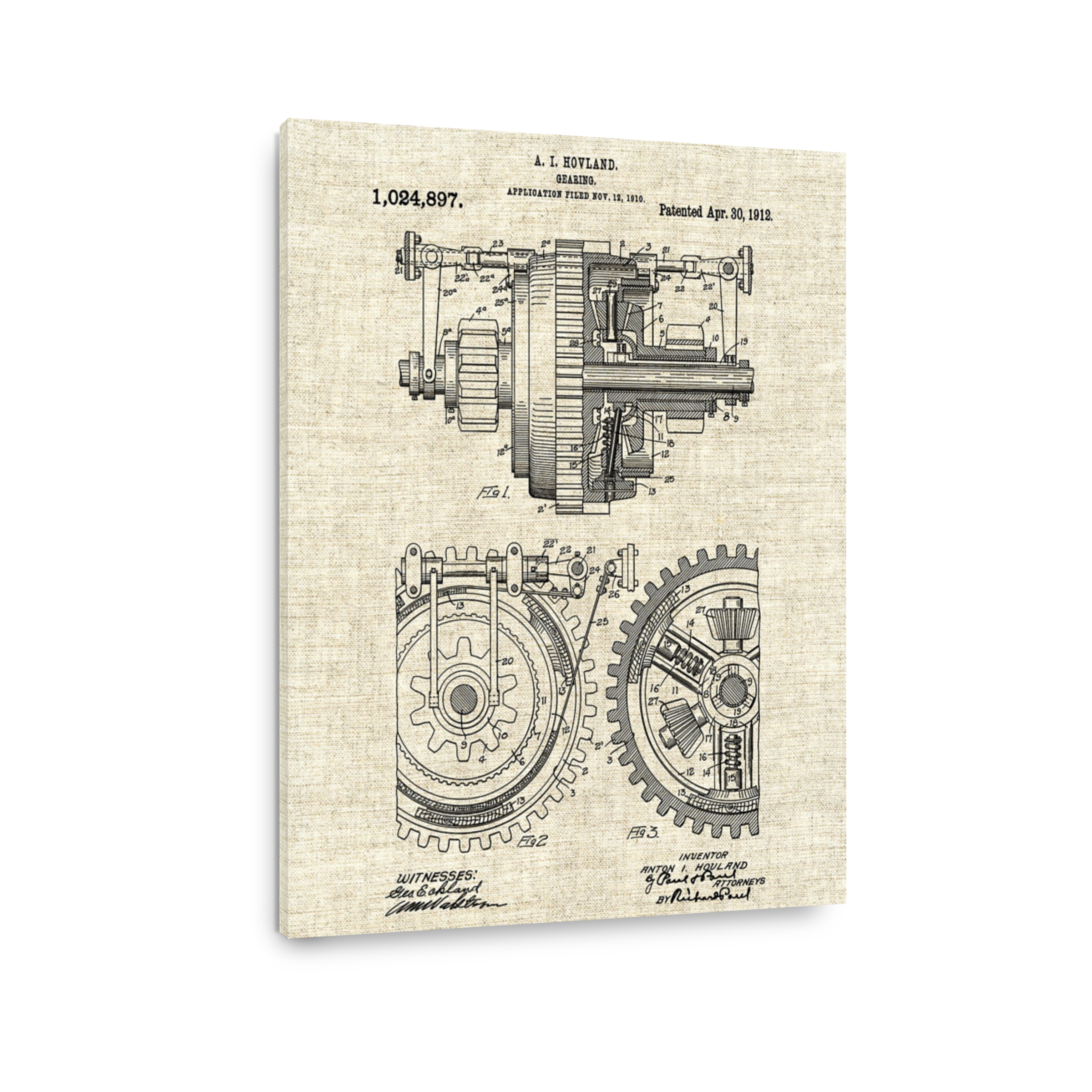 Vintage Gearing Mechanism Blueprint