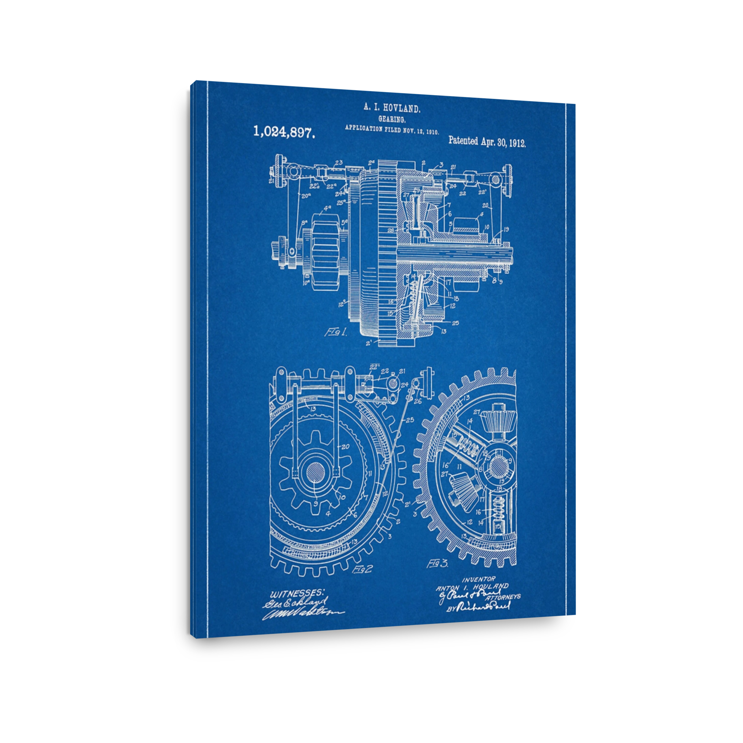 Vintage Gearing Blueprint Art