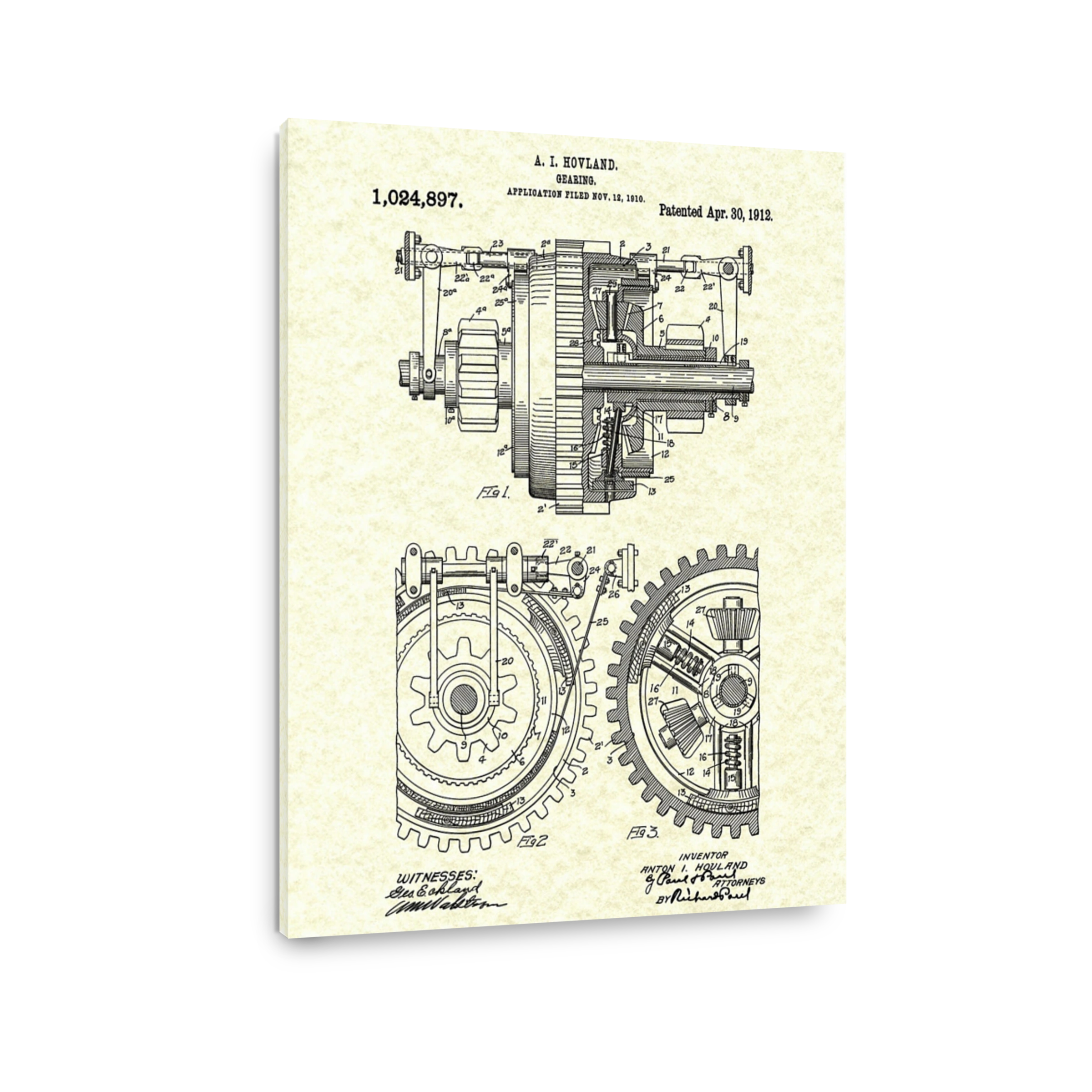 Vintage Gearing Patent Blueprint