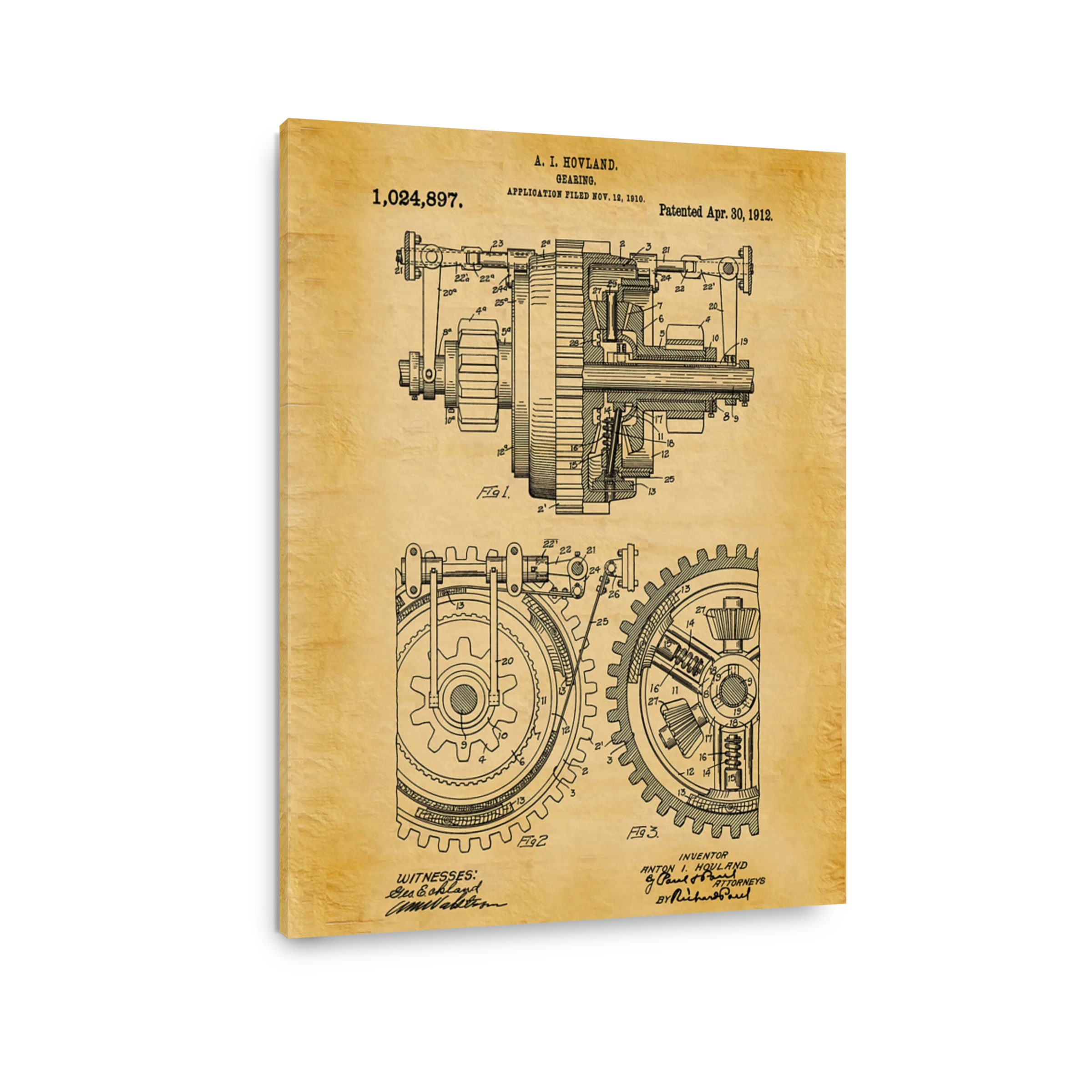 Vintage Gearing Patent Blueprint