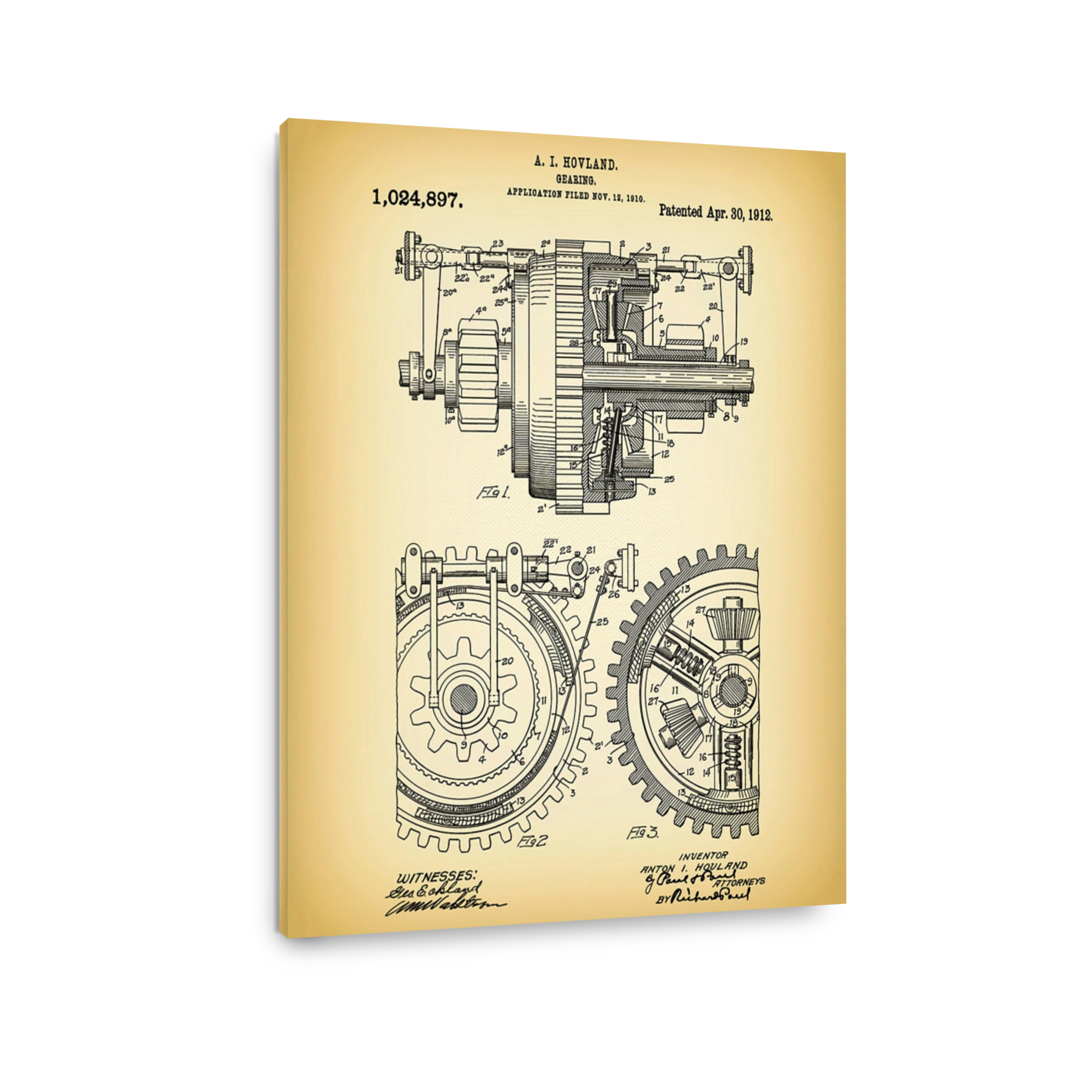 Vintage Gearing Patent Blueprint