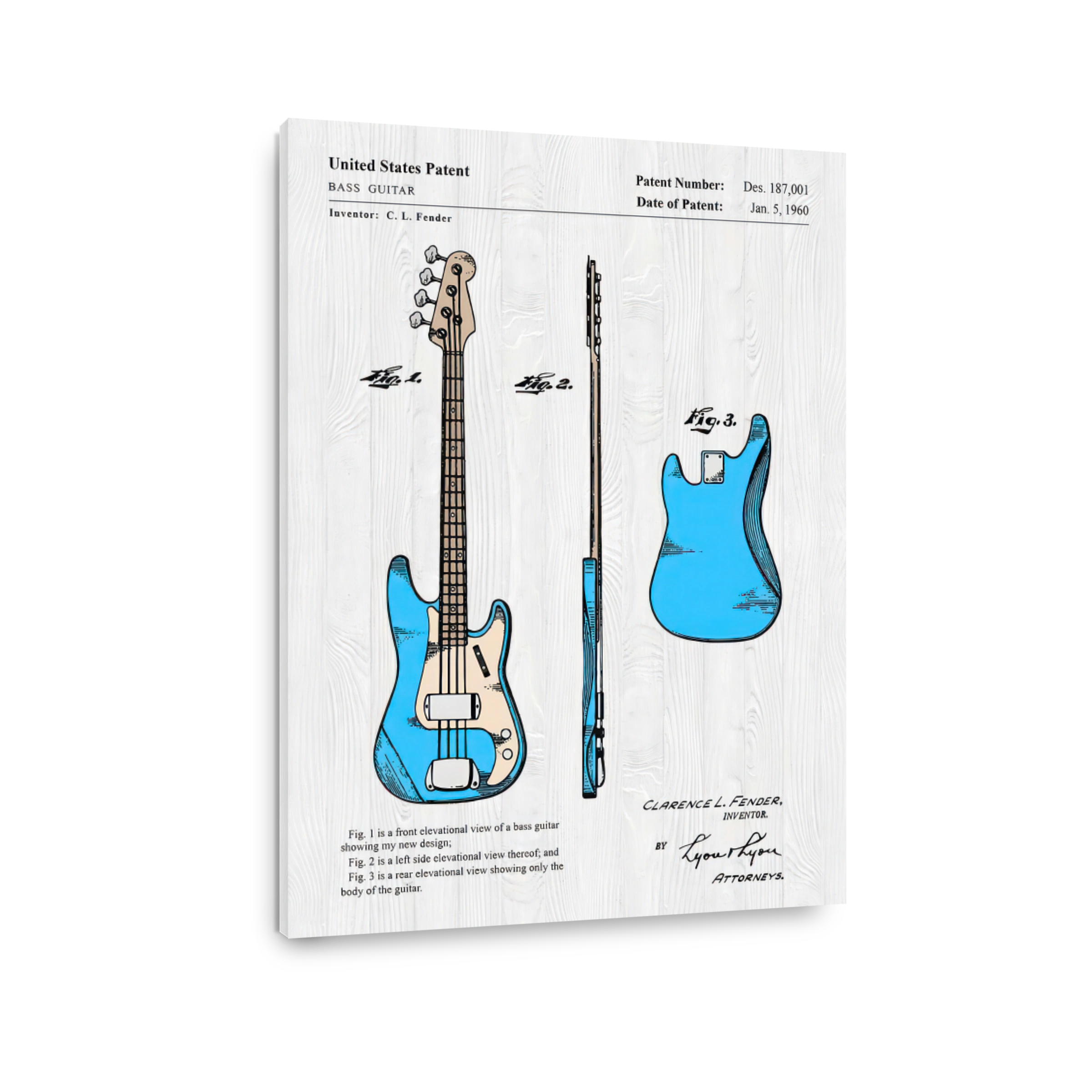Vintage Bass Guitar Patent Art