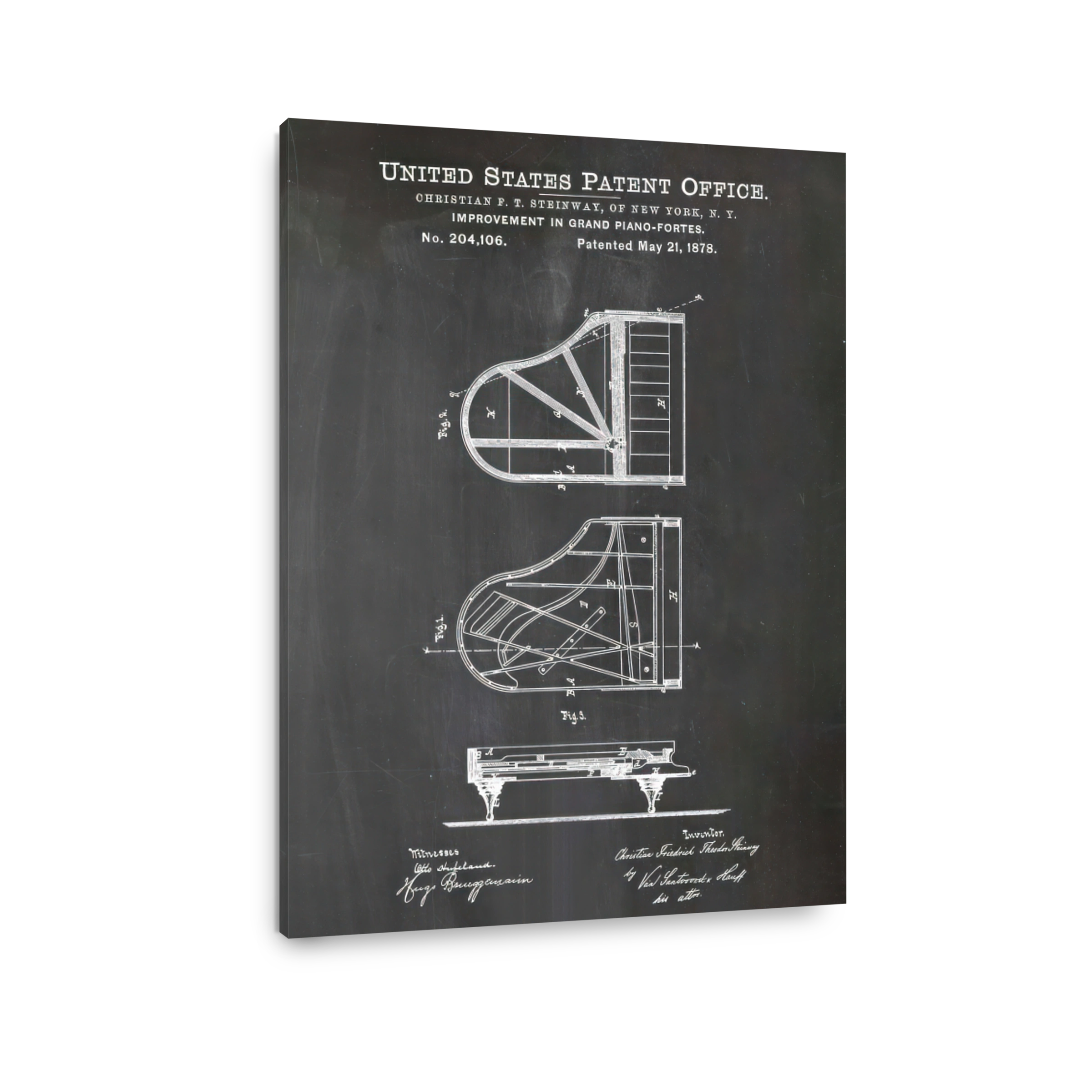 Steinway Grand Piano Patent Blueprint