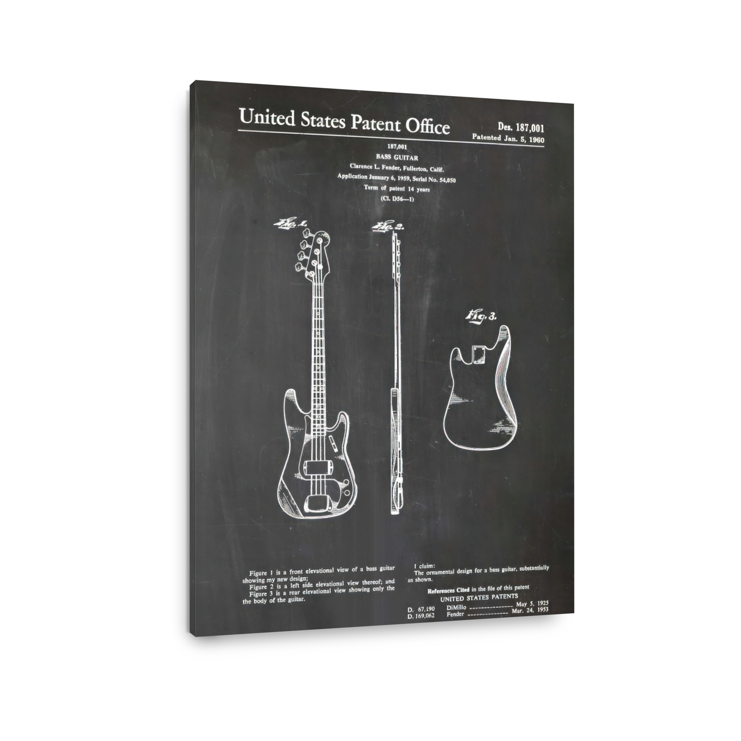 Fender Bass Guitar Patent Blueprint