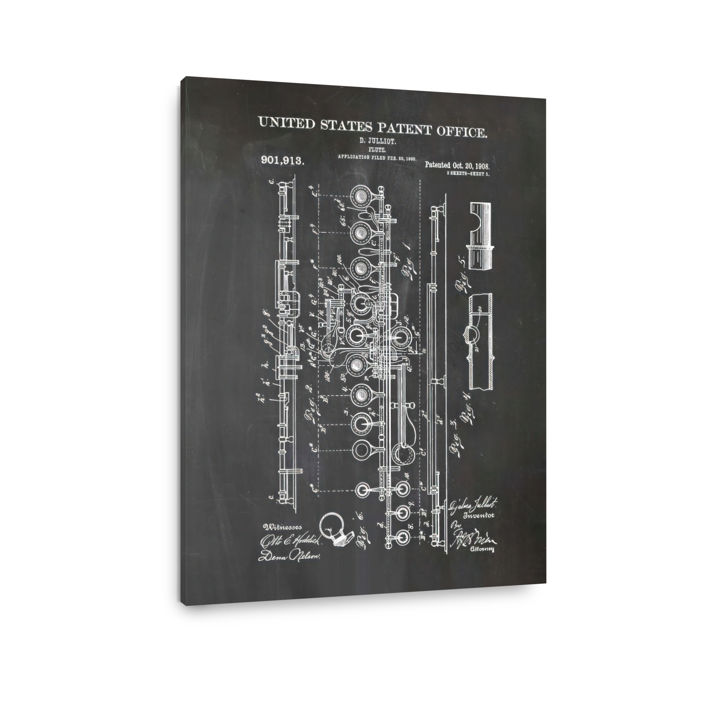 Flute Patent Blueprint Art