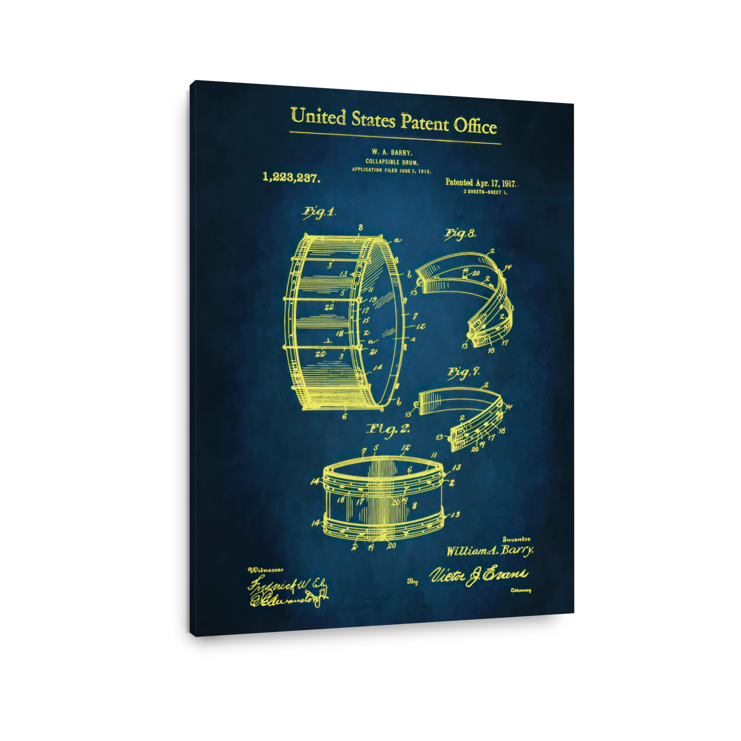 Collapsible Drum Patent Blueprint Art