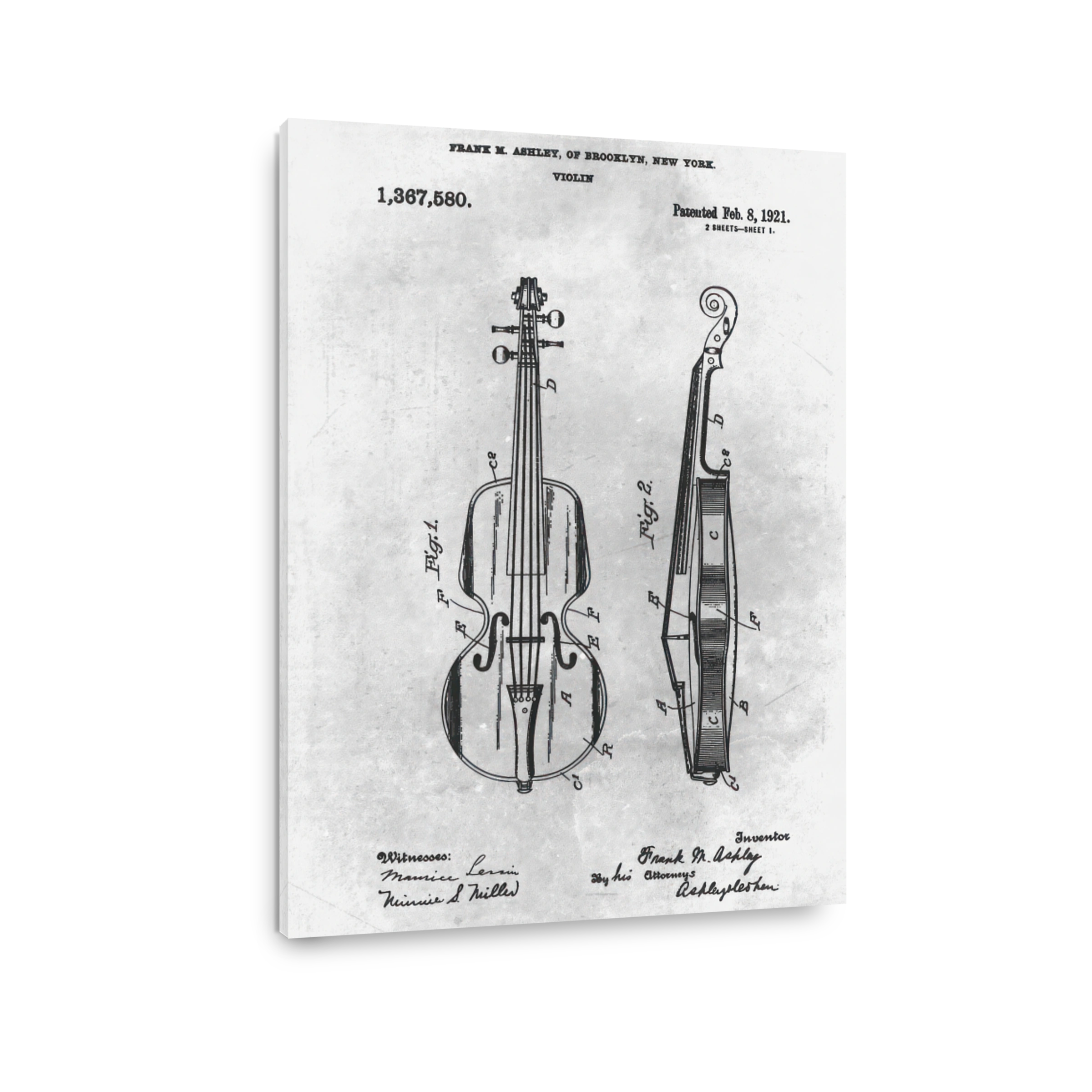 Violin Patent Blueprint Art