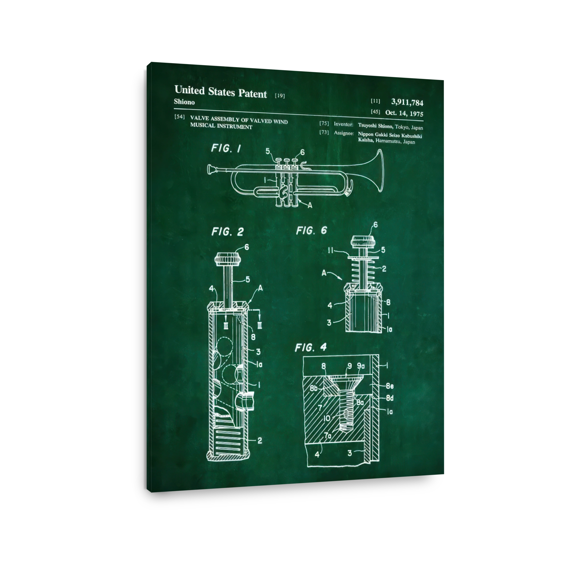 Vintage Trumpet Patent Blueprint