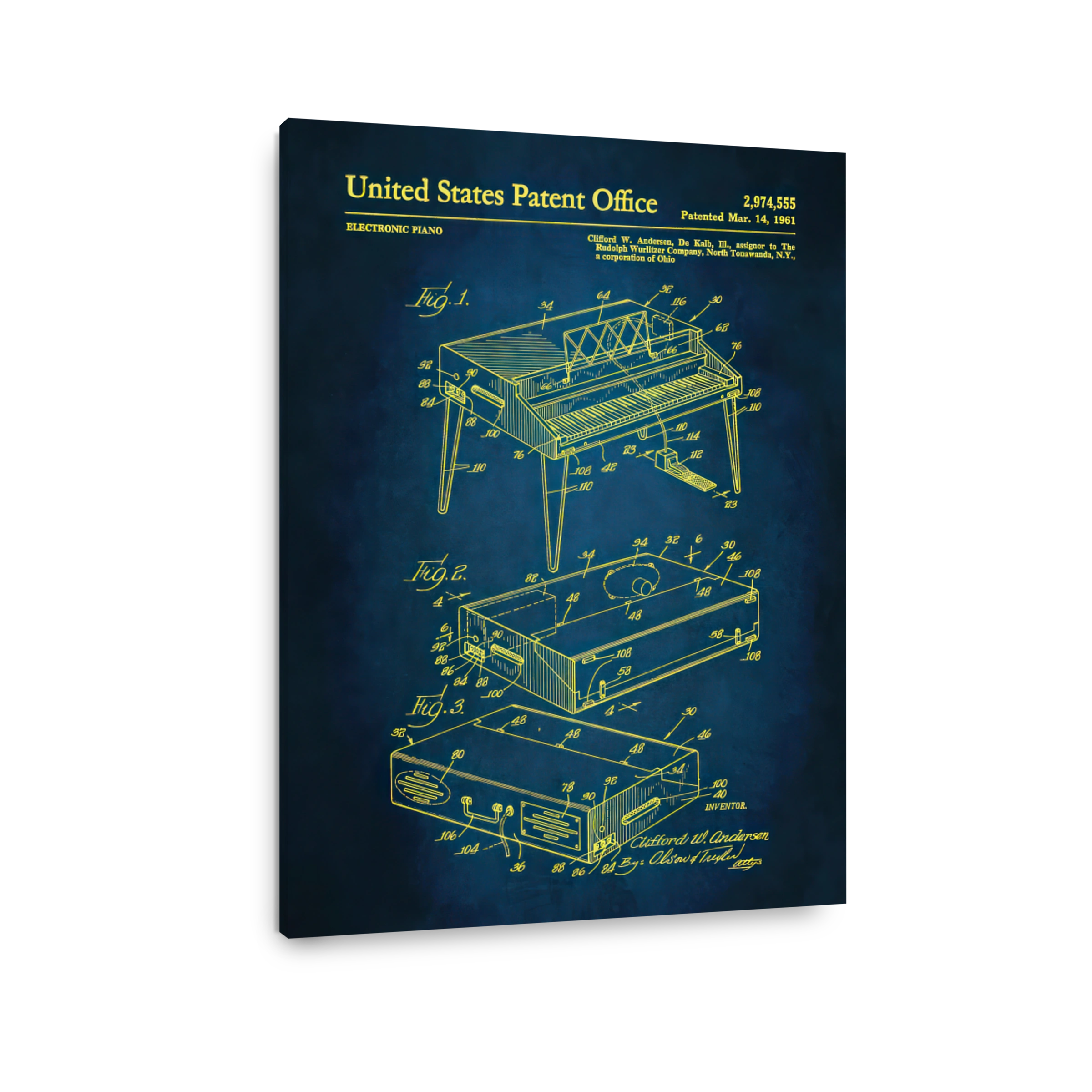 Electronic Piano Patent Blueprint Art