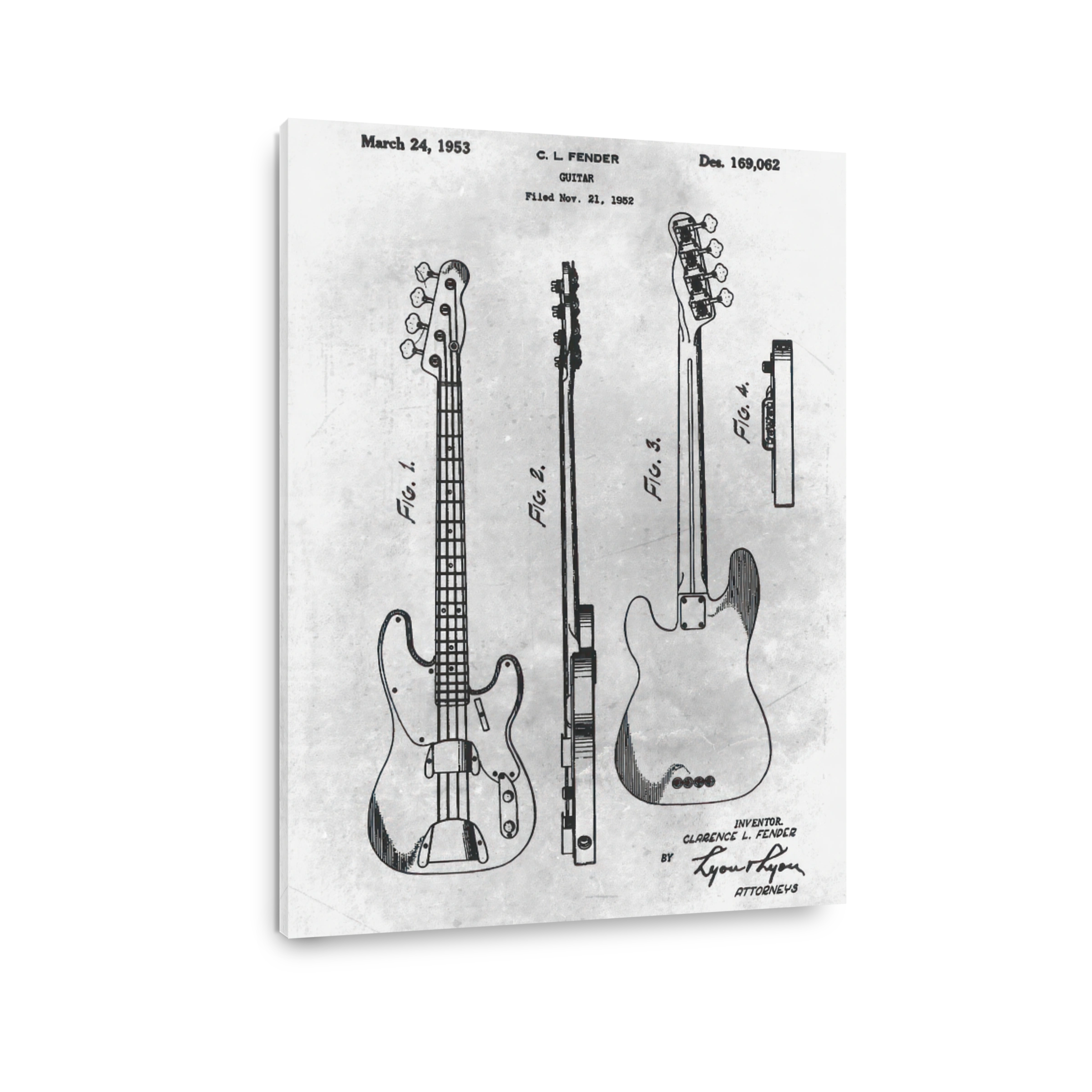 Fender Precision Bass Patent Blueprint Art