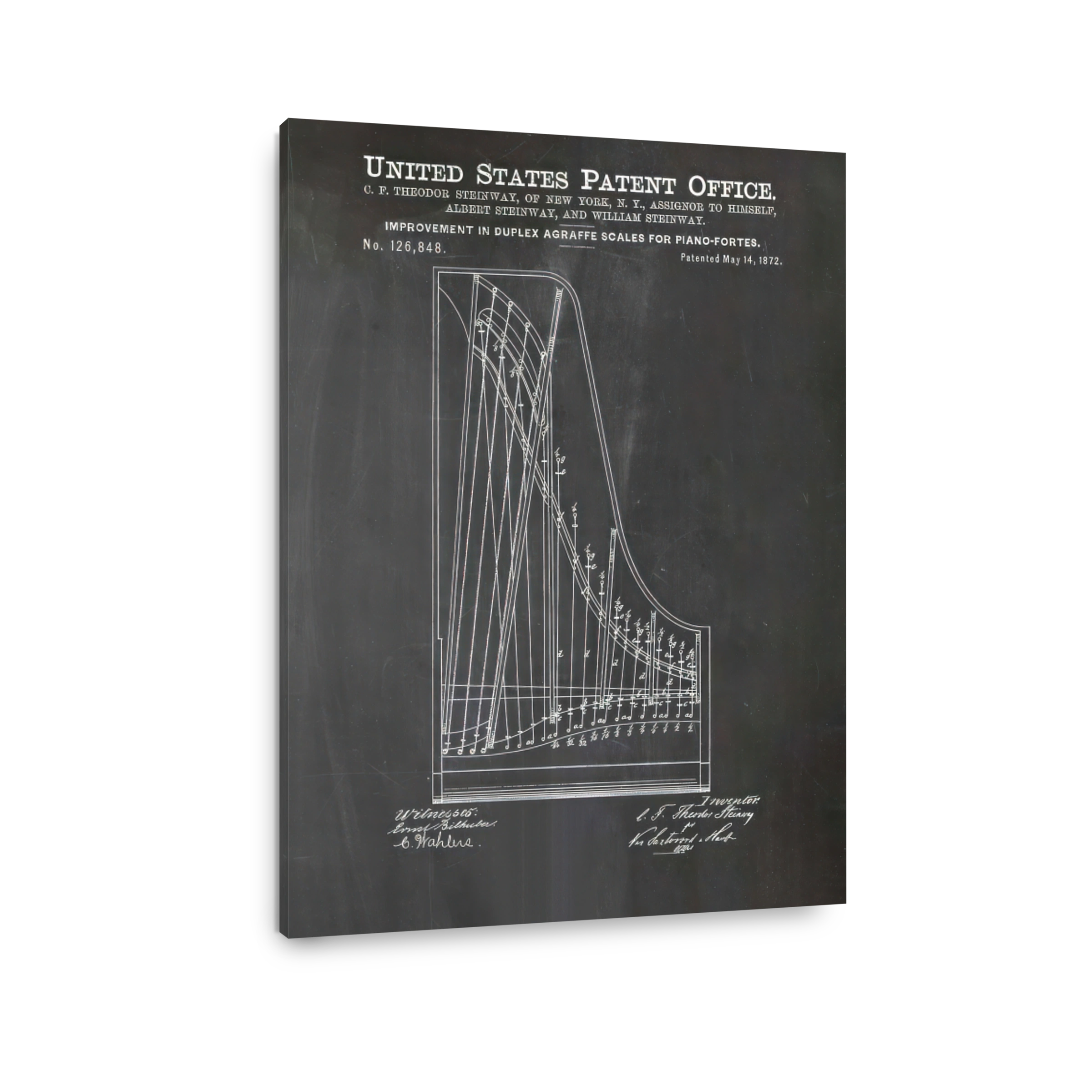 Steinway Piano Patent Blueprint Art
