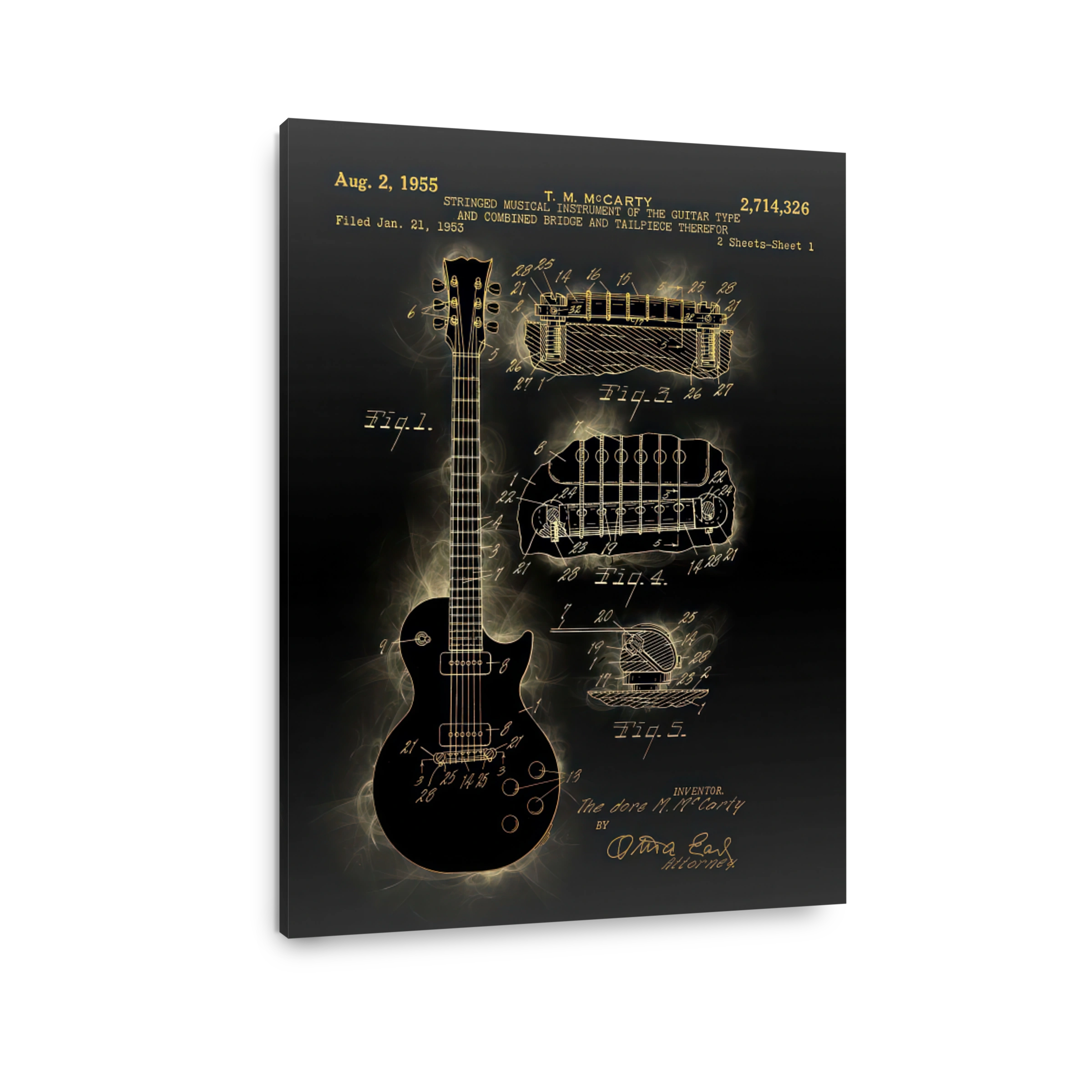 Vintage Guitar Patent Blueprint Art
