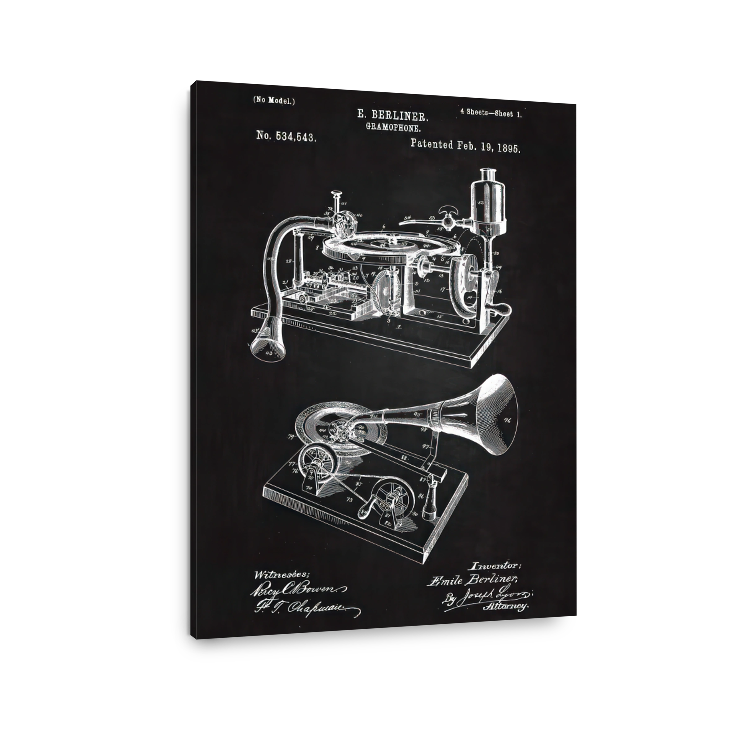 Emile Berliner Gramophone Patent Blueprint