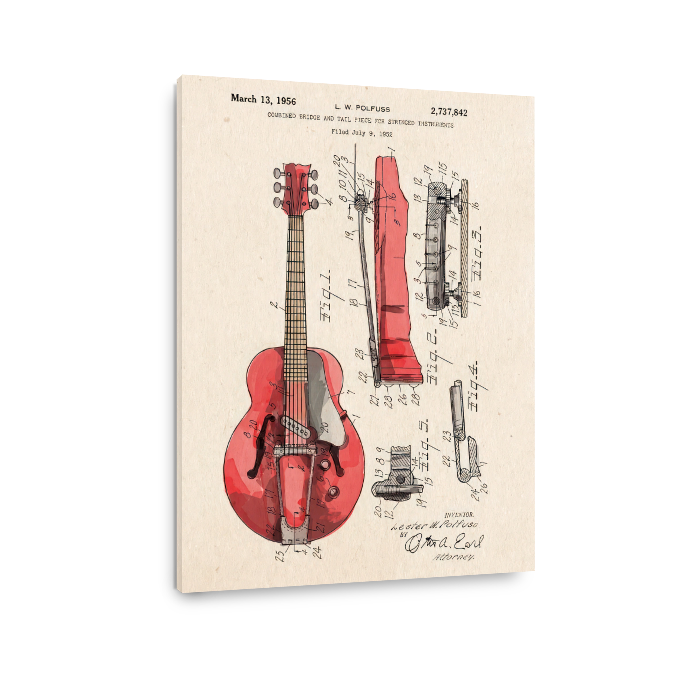Vintage Guitar Blueprint Art