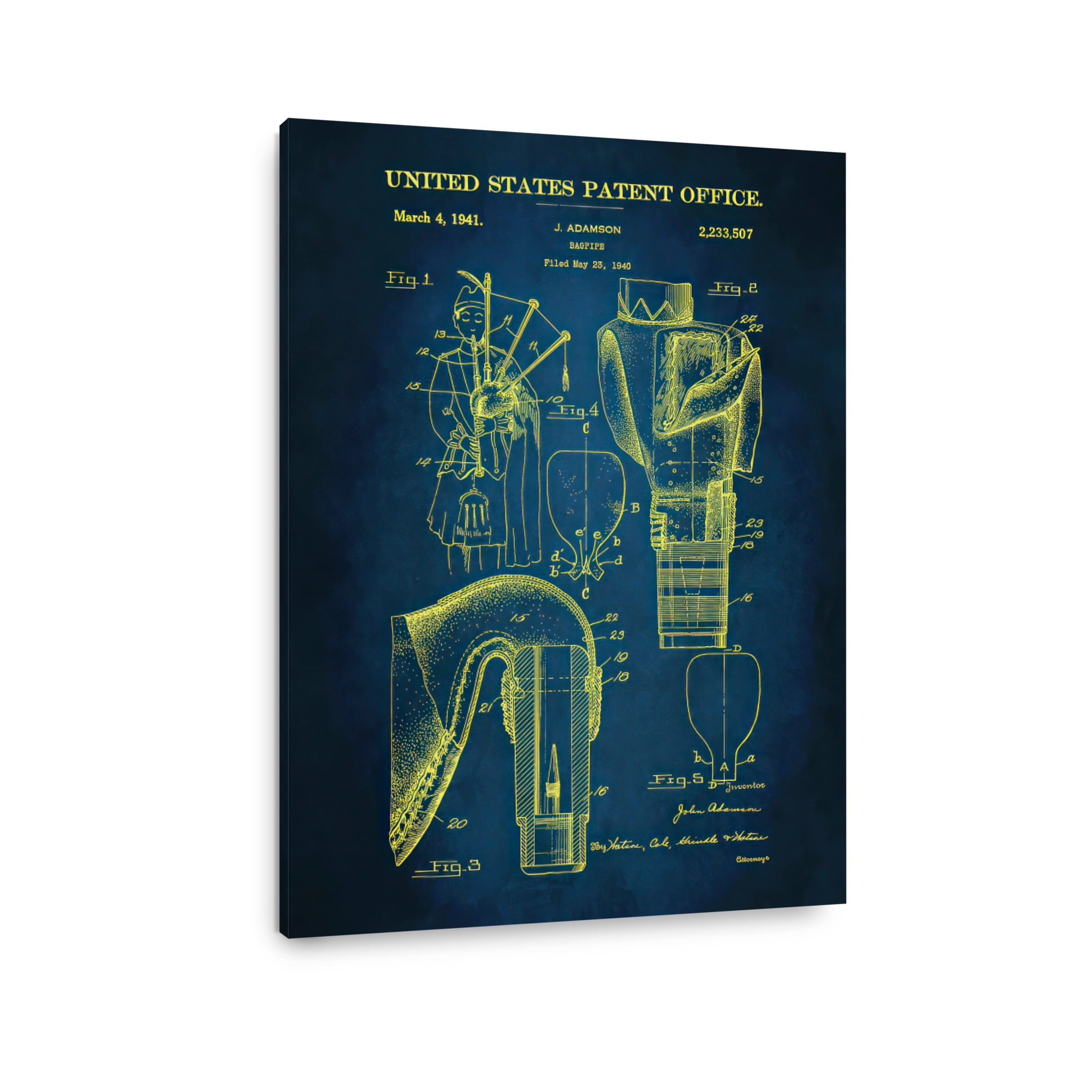 Bagpipe Patent Blueprint Art