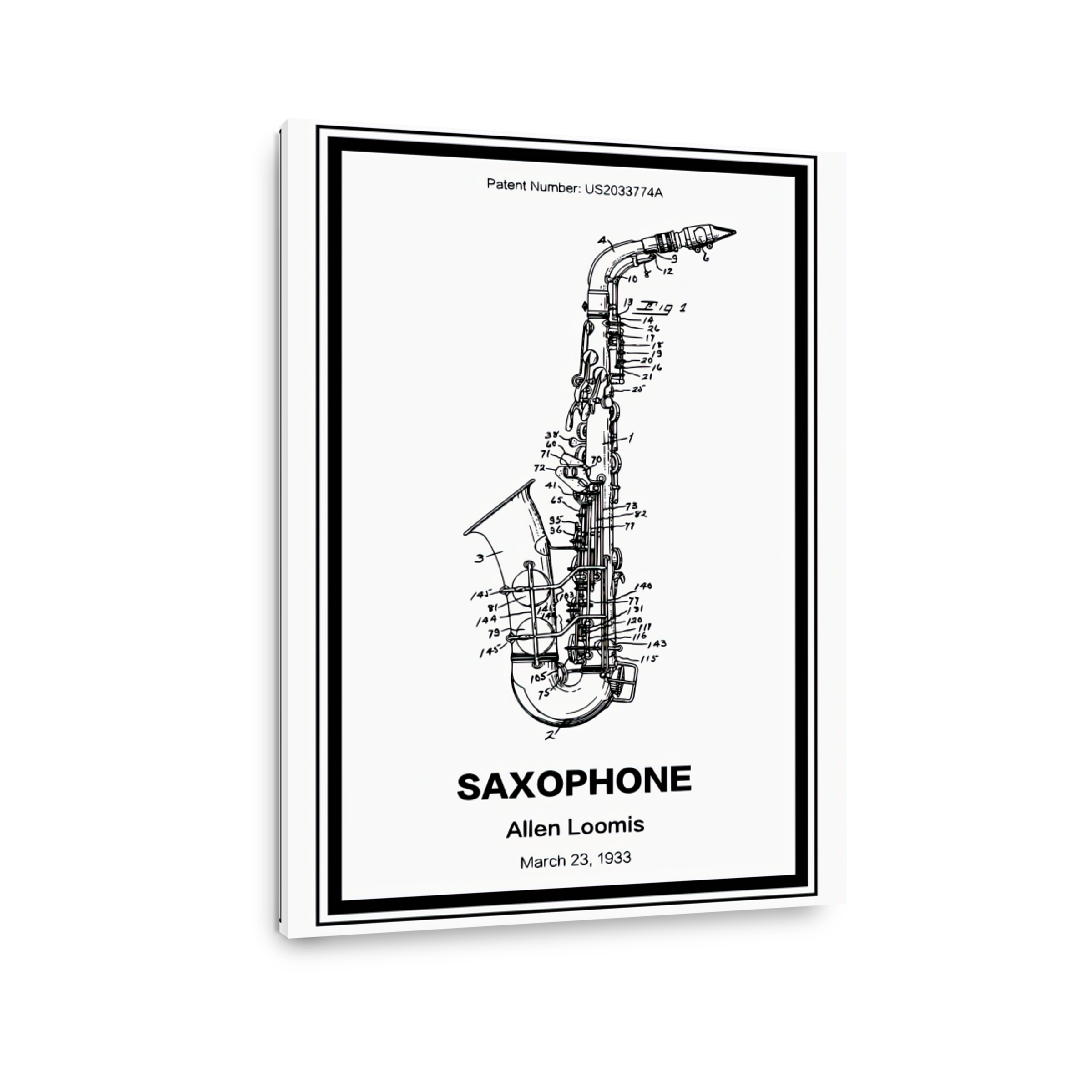 Saxophone Patent Blueprint Art