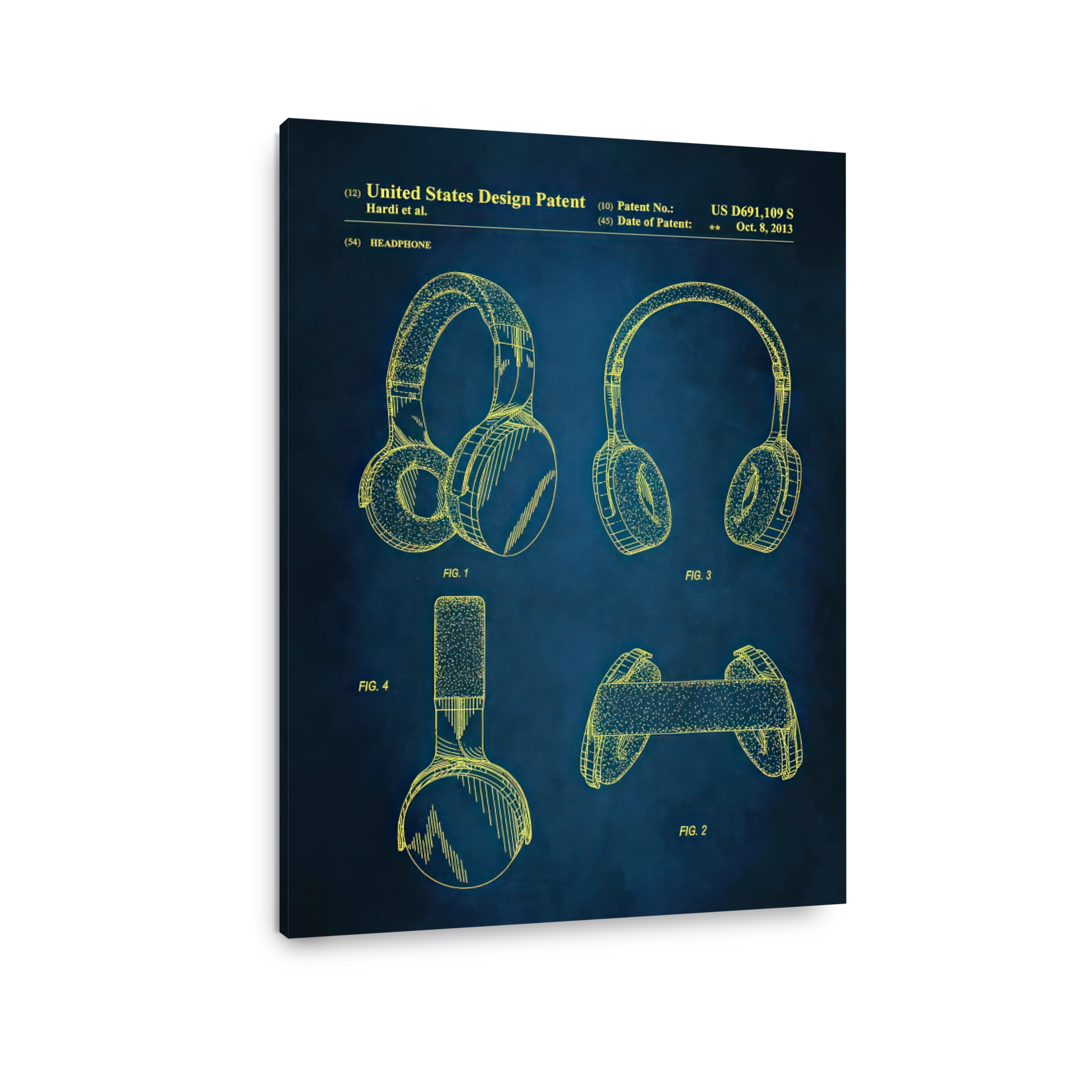 Headphone Patent Blueprint Art