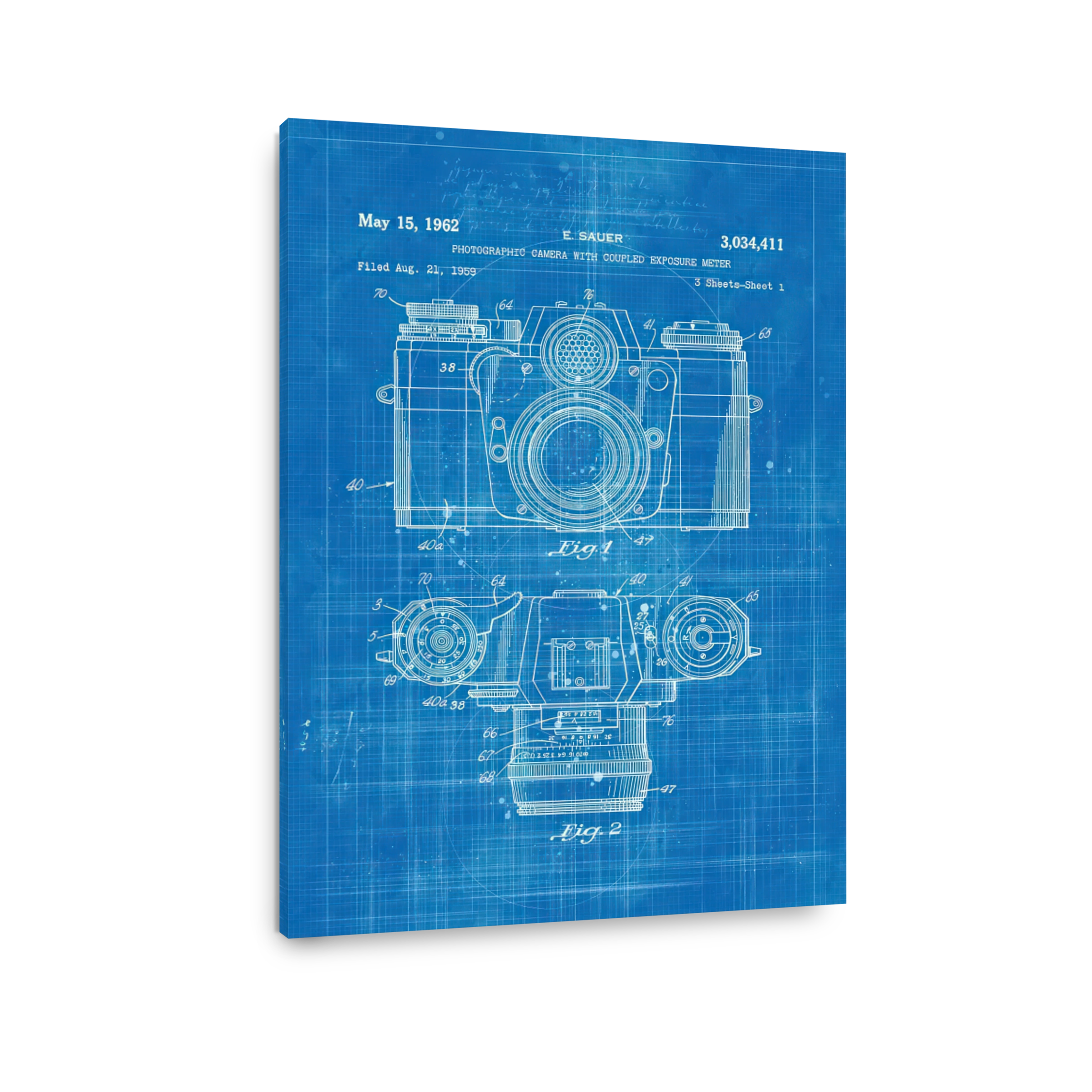 Vintage Camera Blueprint Art