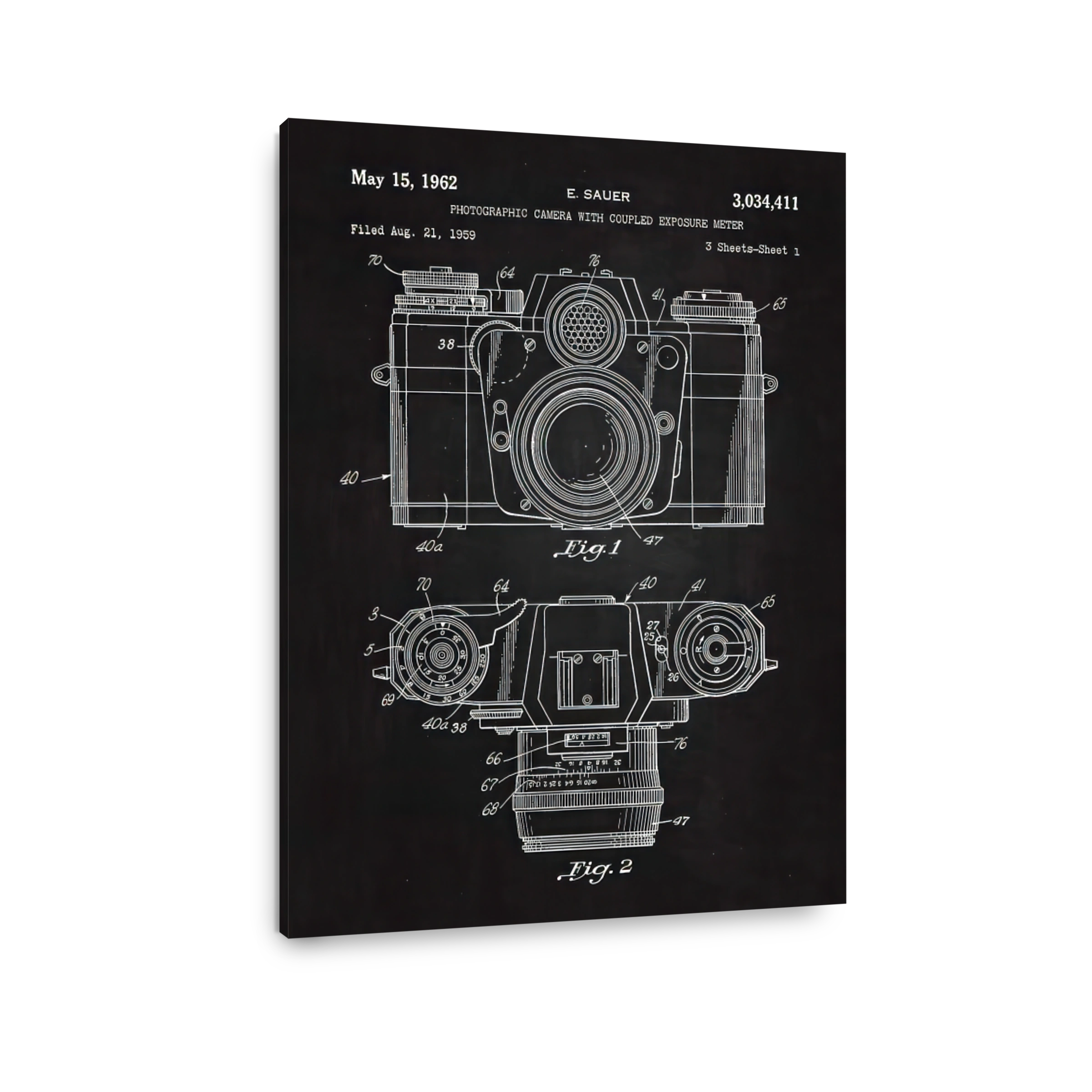 Vintage Camera Blueprint Art