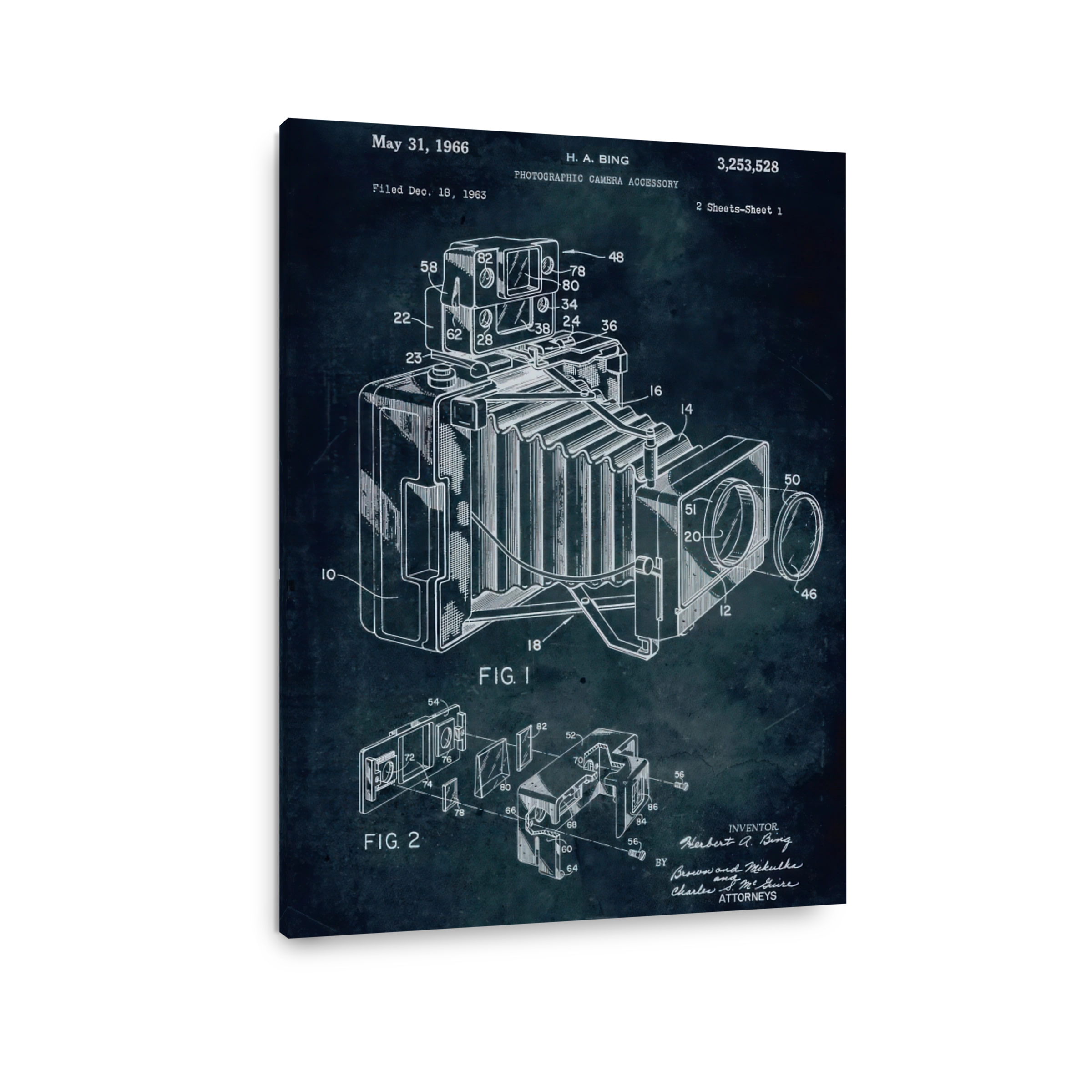 Vintage Camera Patent Blueprint Art