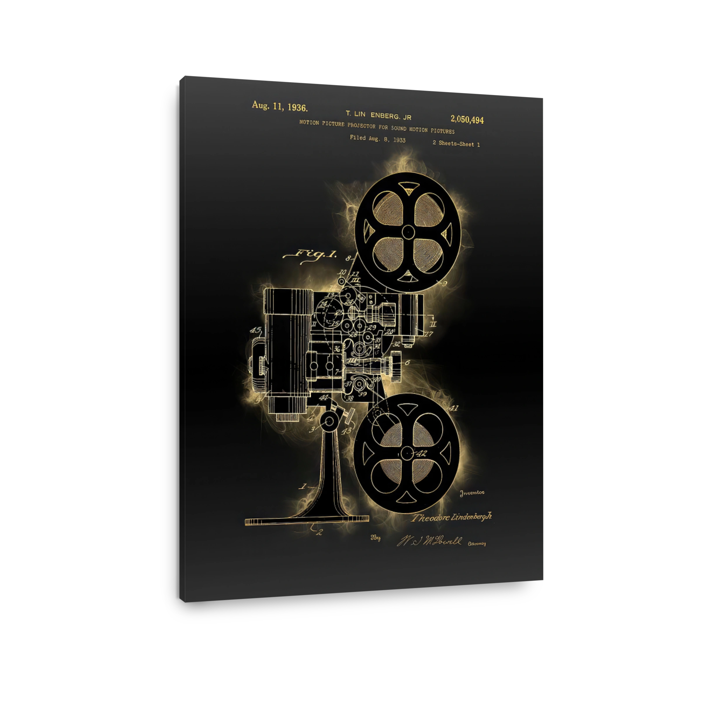 Vintage Motion Picture Projector Blueprint