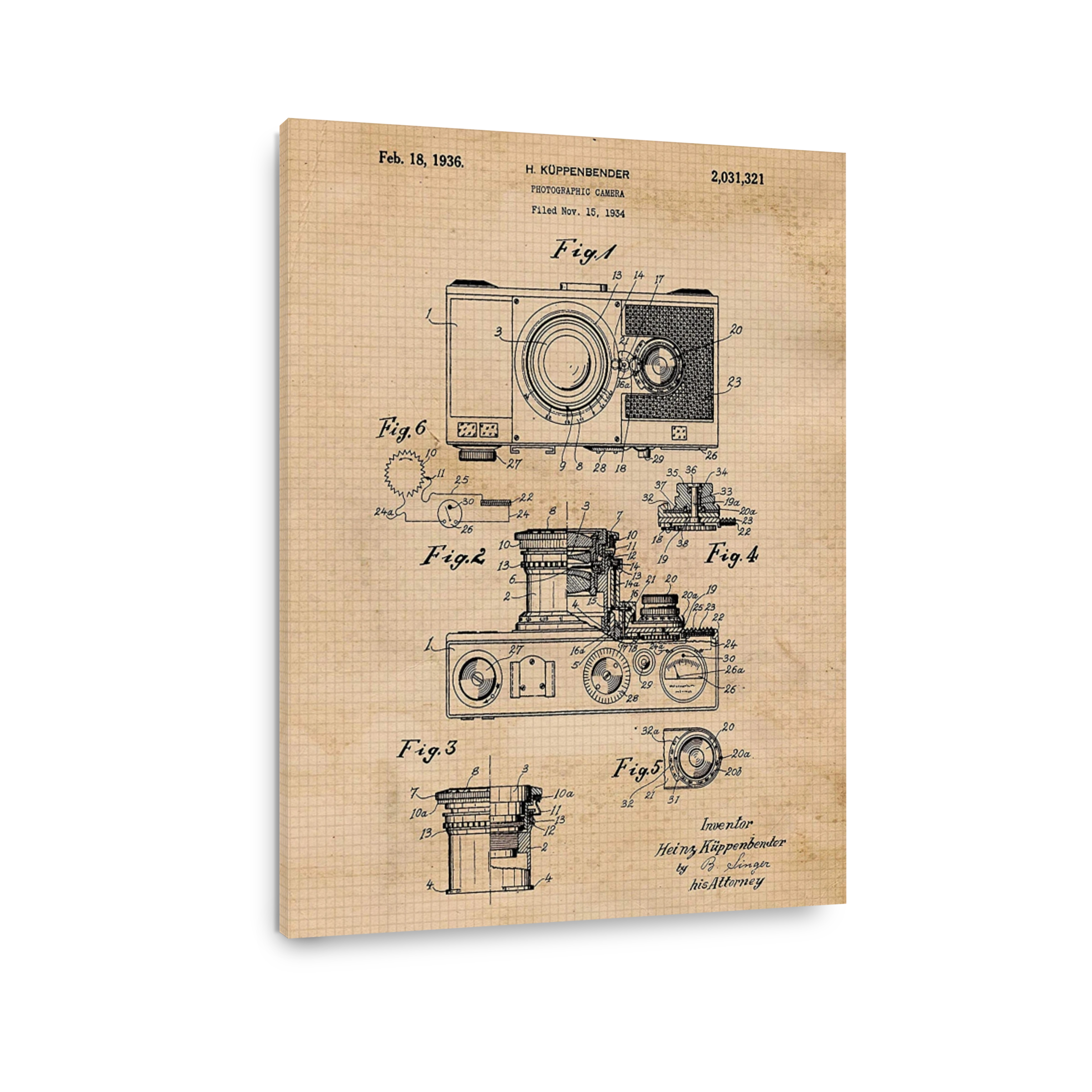 Vintage Photographic Camera Blueprint