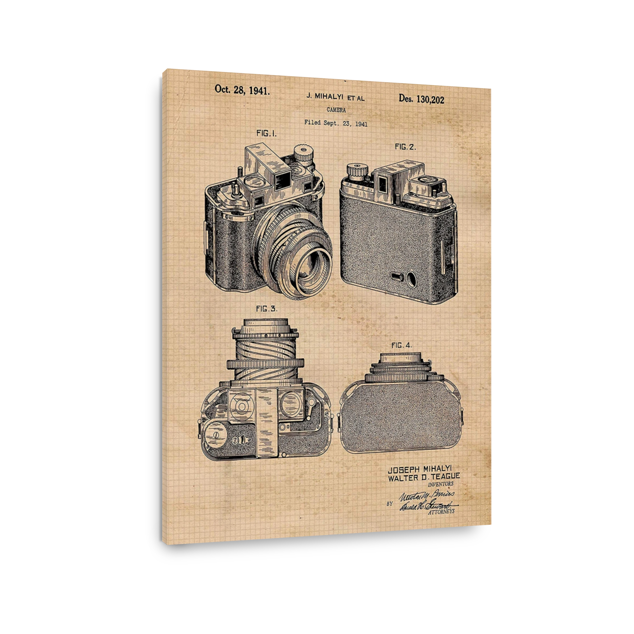 Vintage Camera Patent Blueprint Art