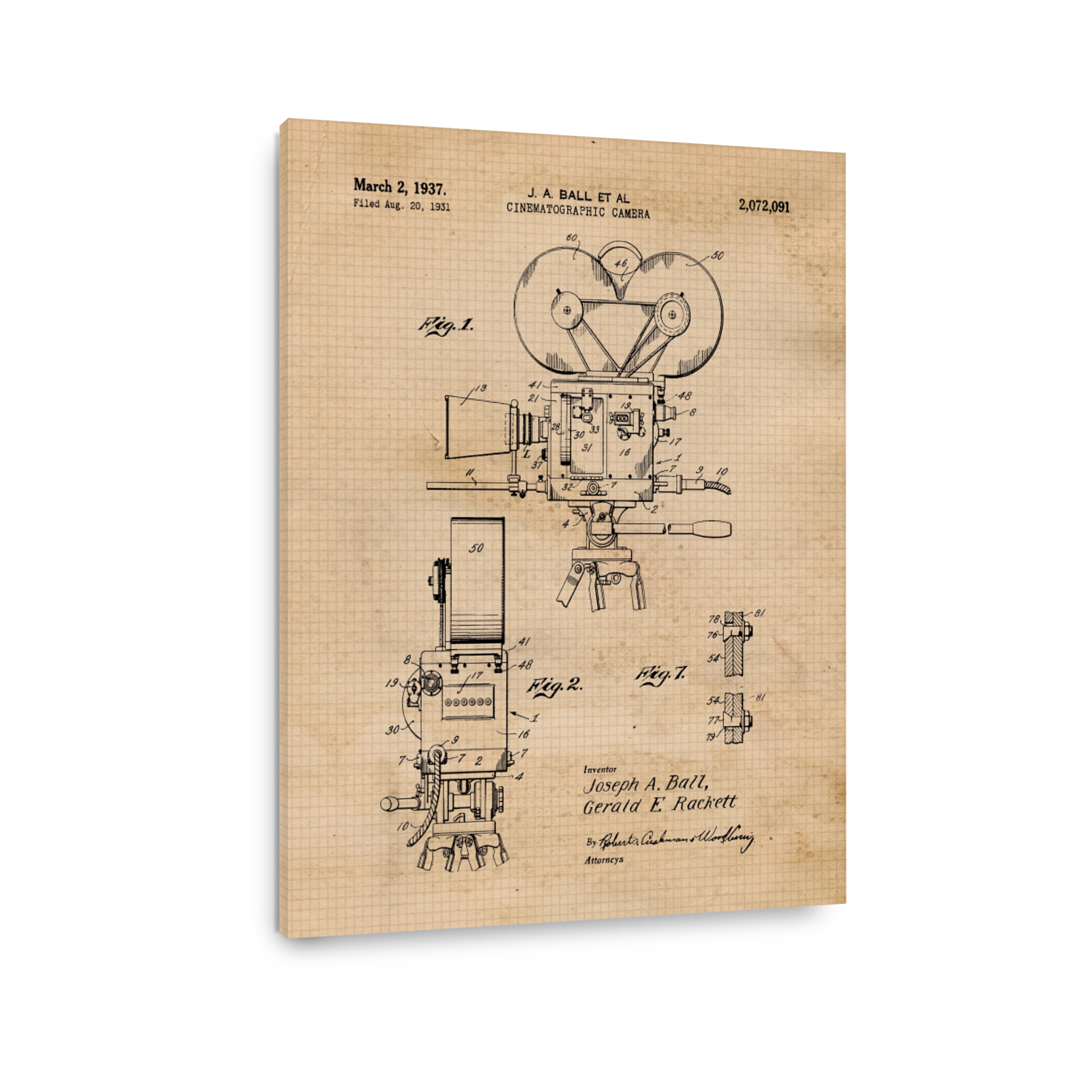 Vintage Cinematographic Camera Blueprint