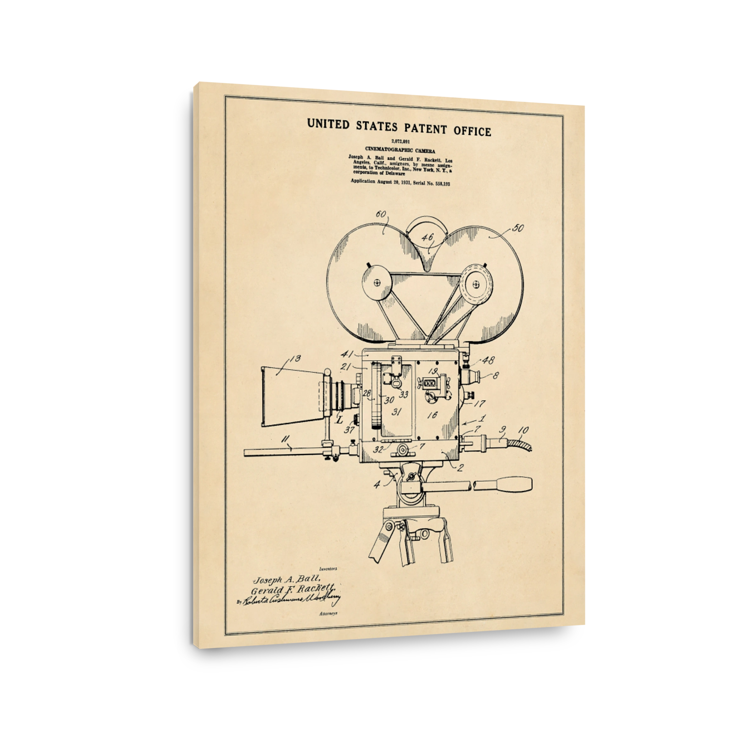 Vintage Cinematographic Camera Patent