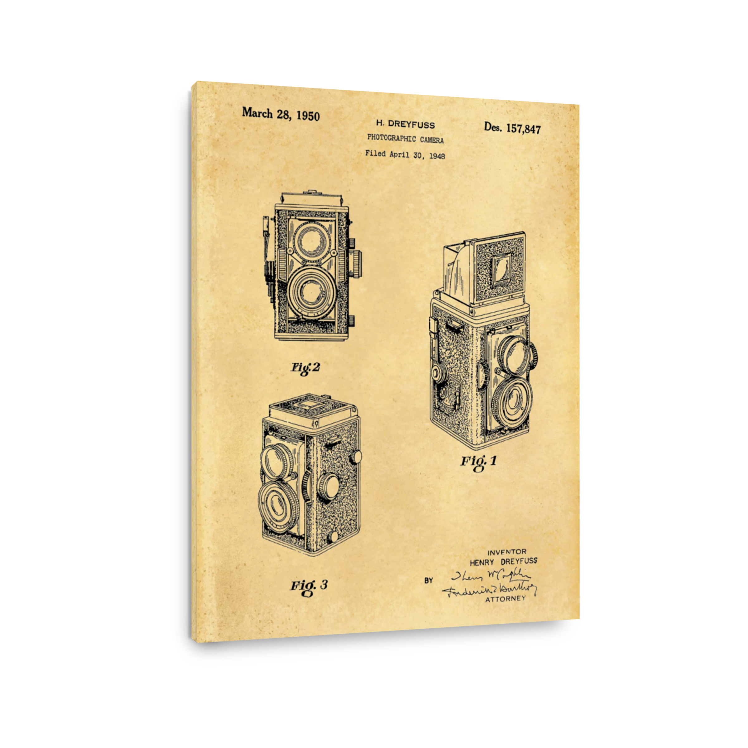 Vintage Photographic Camera Blueprint Art