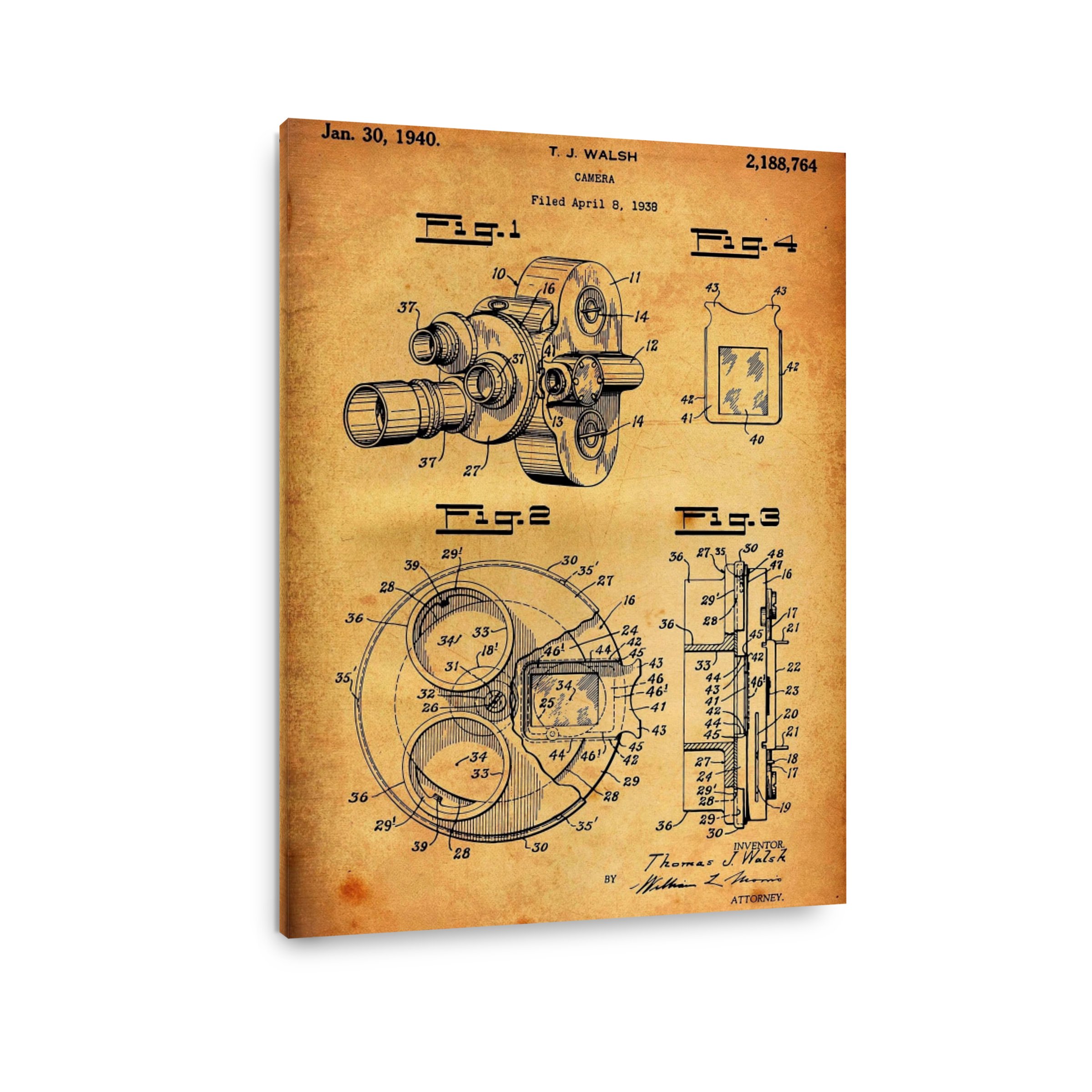Vintage Camera Blueprint Art