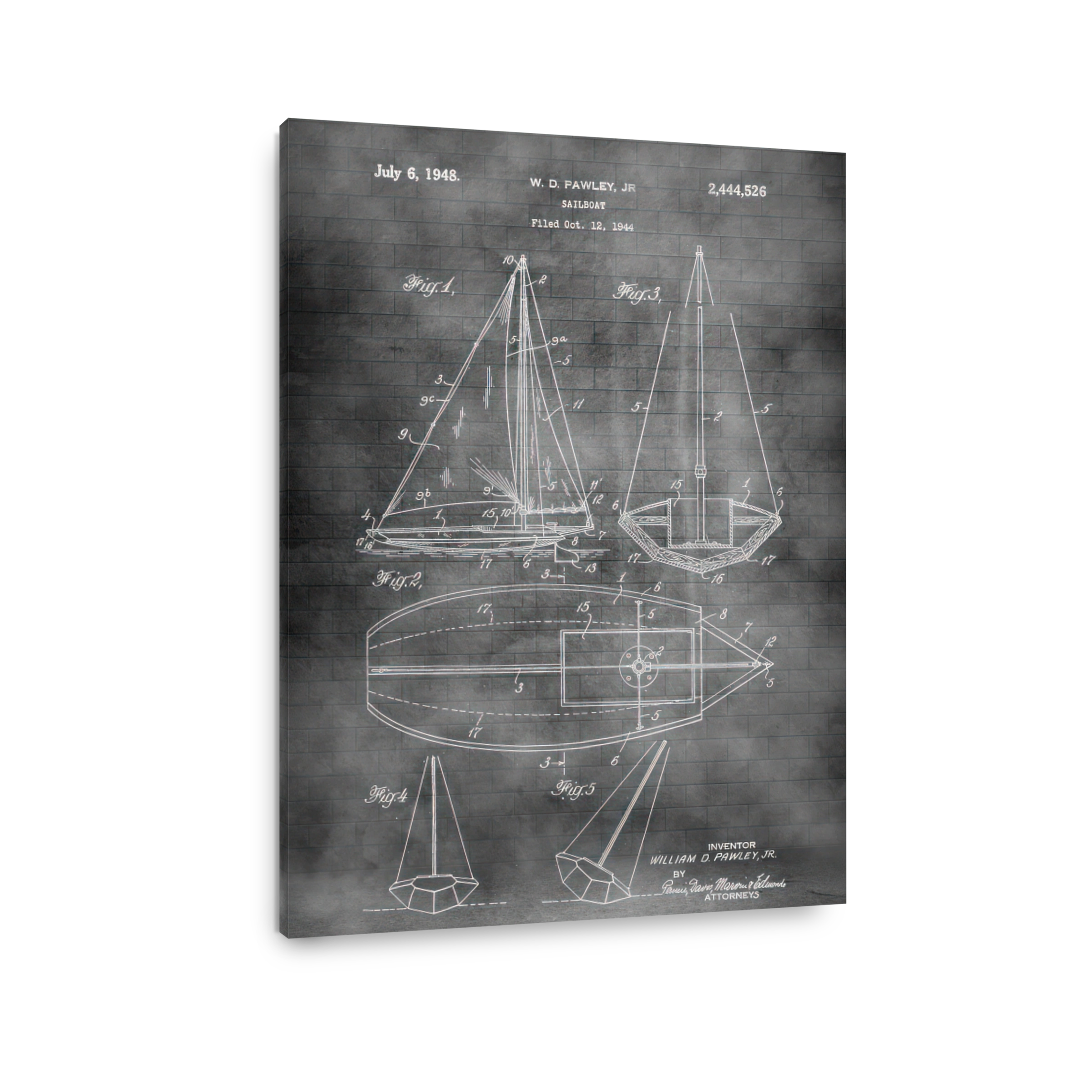 Vintage Sailboat Patent Blueprint