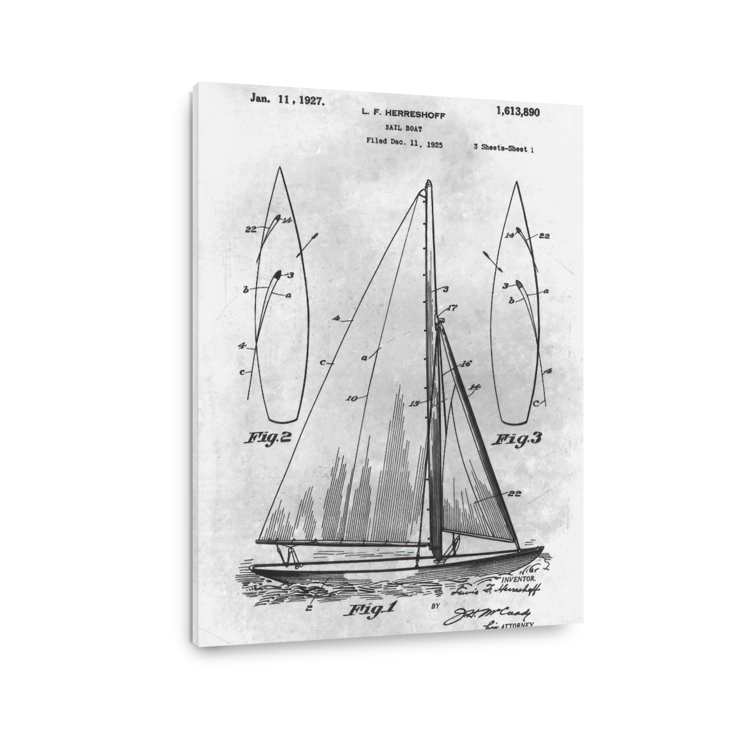 Sailboat Patent Blueprint