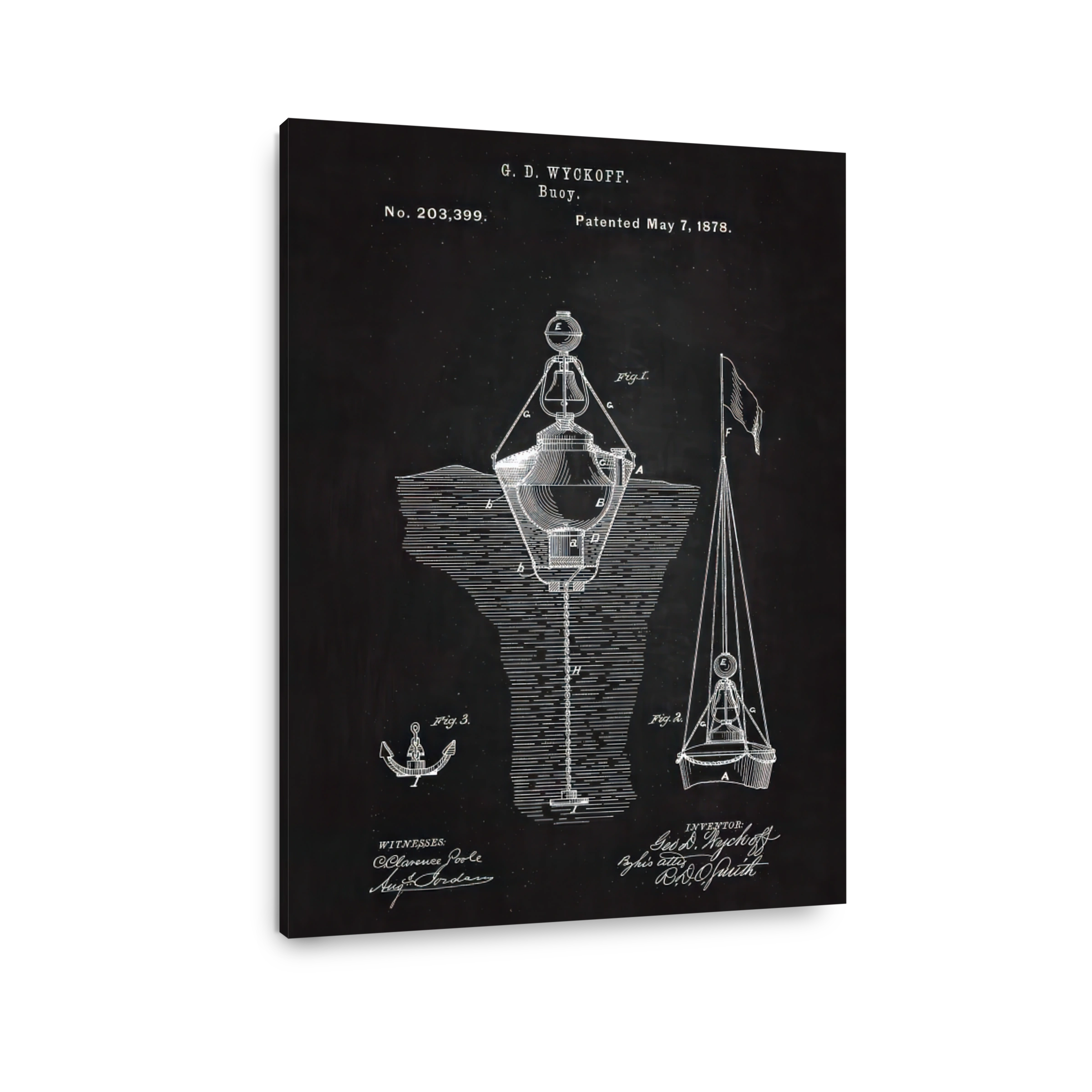 Vintage Buoy Patent Blueprint Art