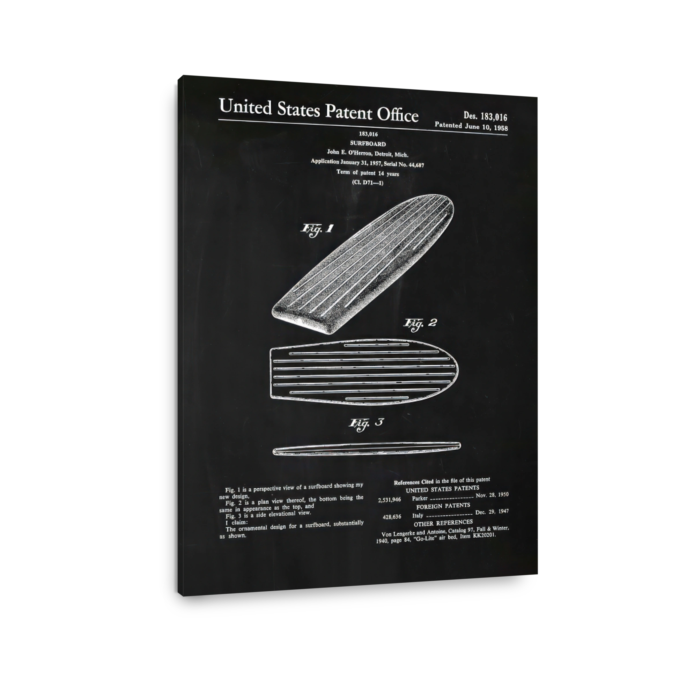 Surfboard Patent Blueprint