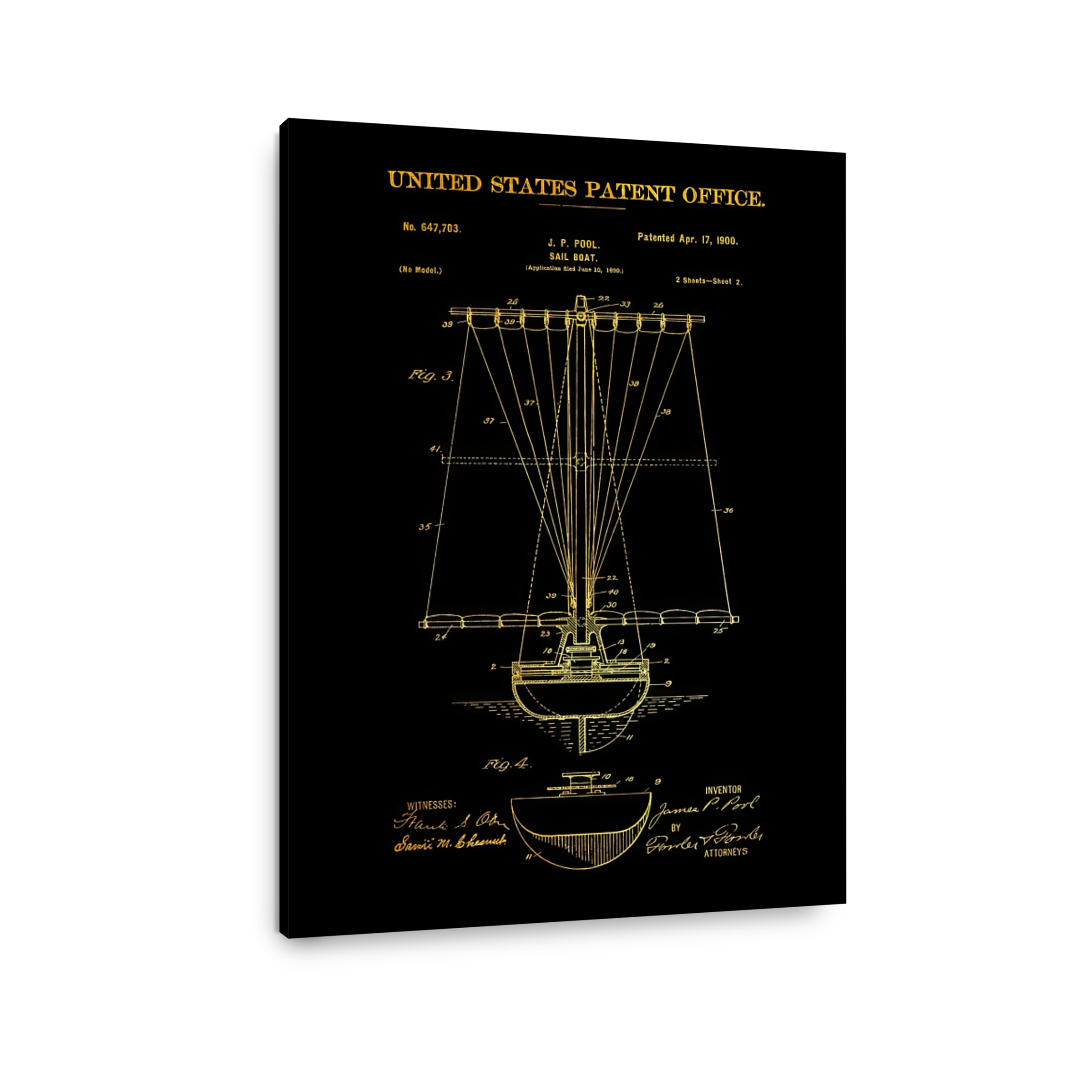 Sailboat Patent Blueprint Art