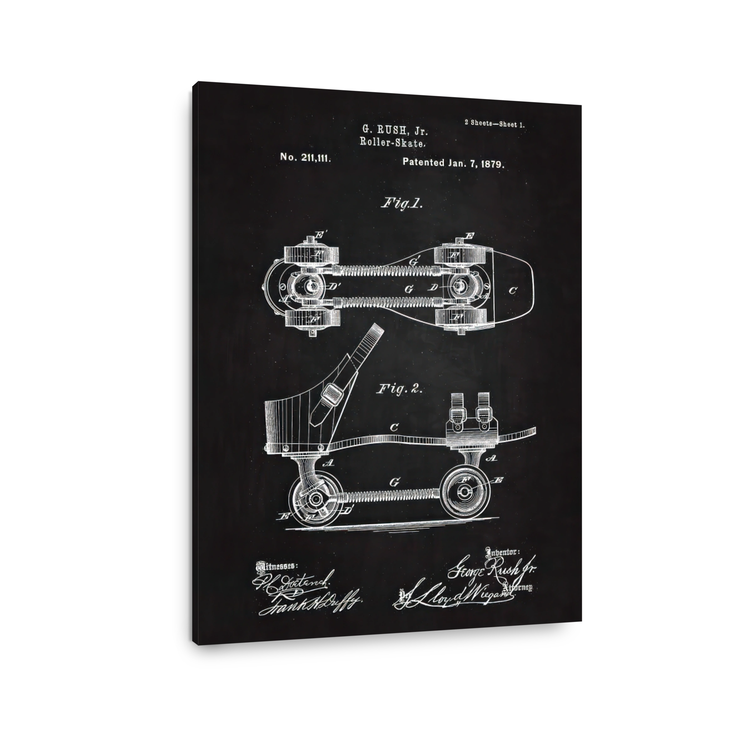 Vintage Roller Skate Patent Blueprint